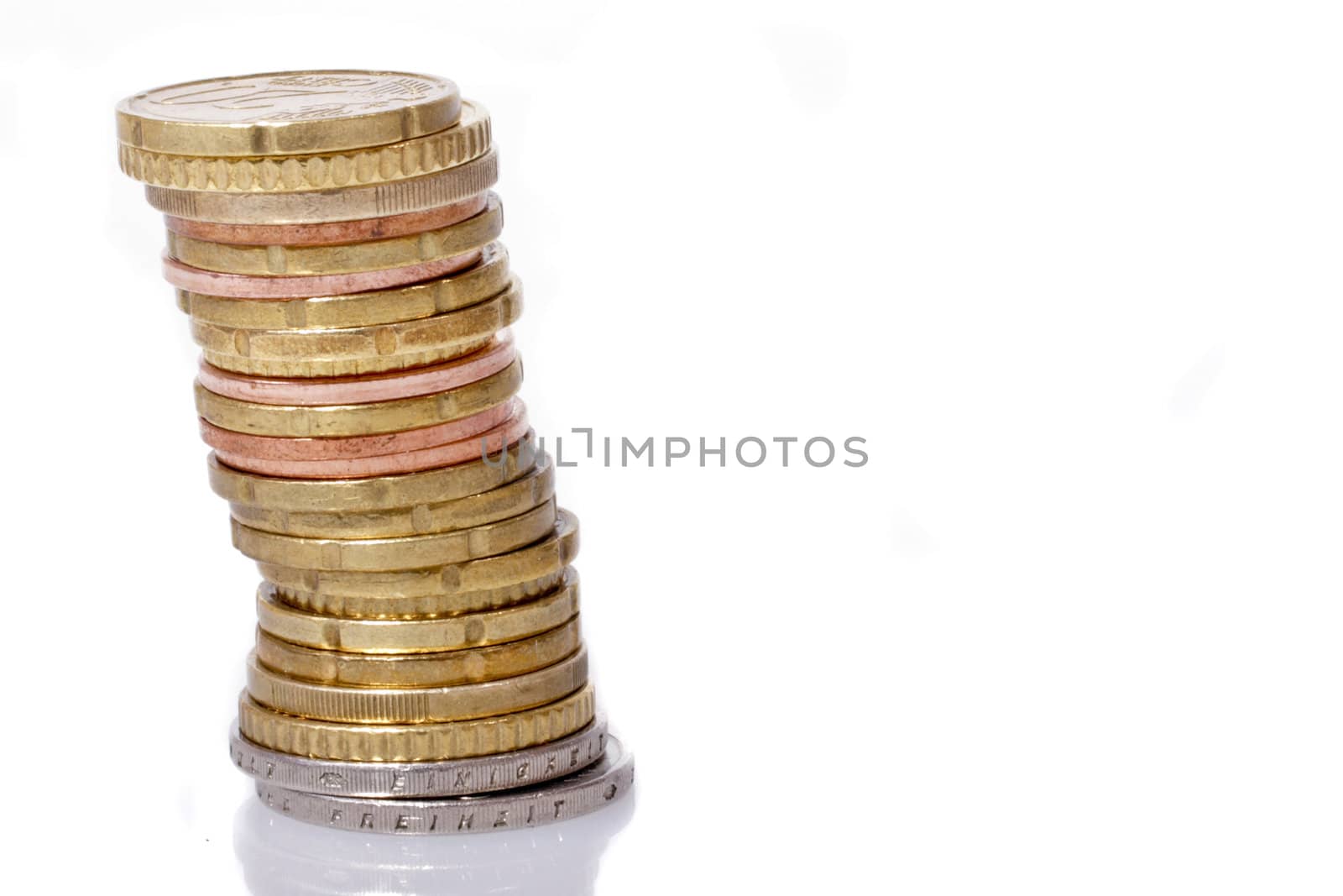 Pile of euro money on a white background by devy
