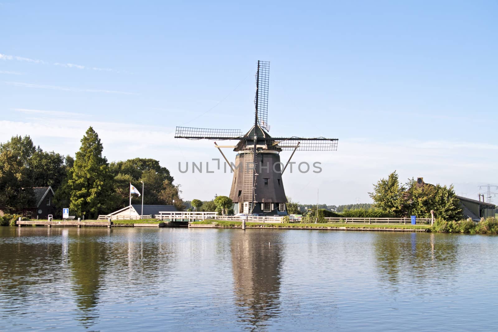 Medieval windmill in the countryside from the Netherlands