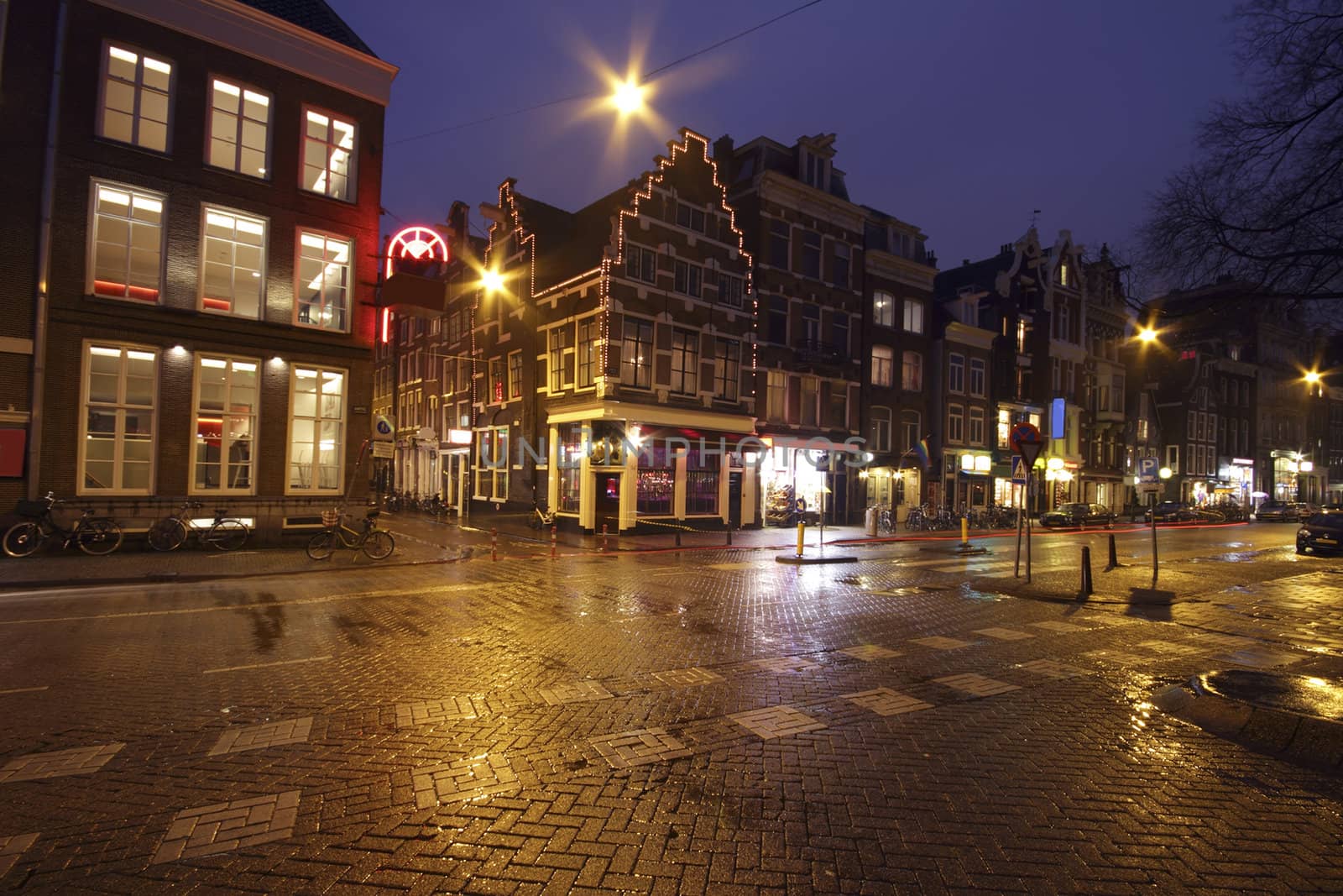 Streetview in Amsterdam the Netherlands by night by devy