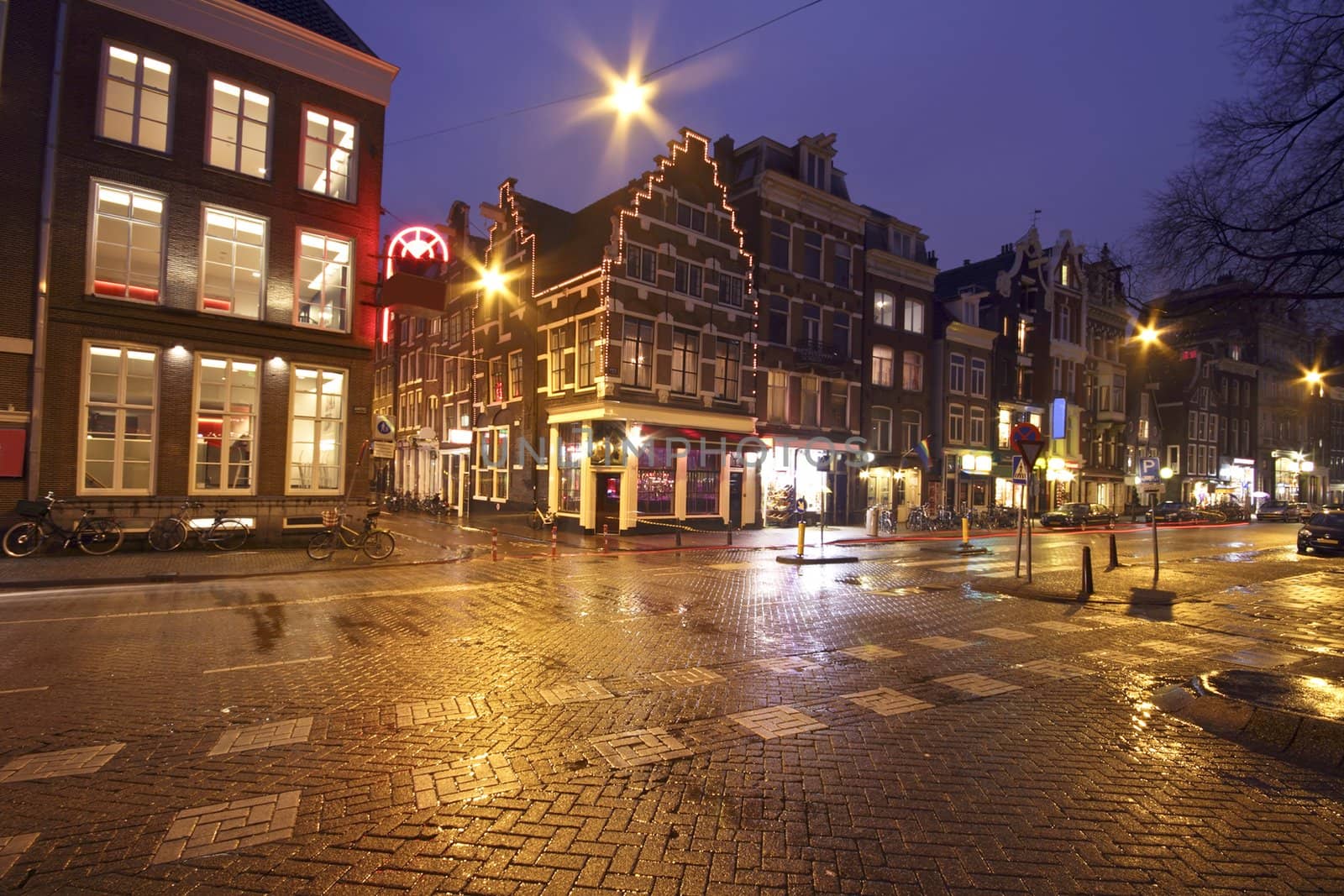 Streetview in Amsterdam the Netherlands by night