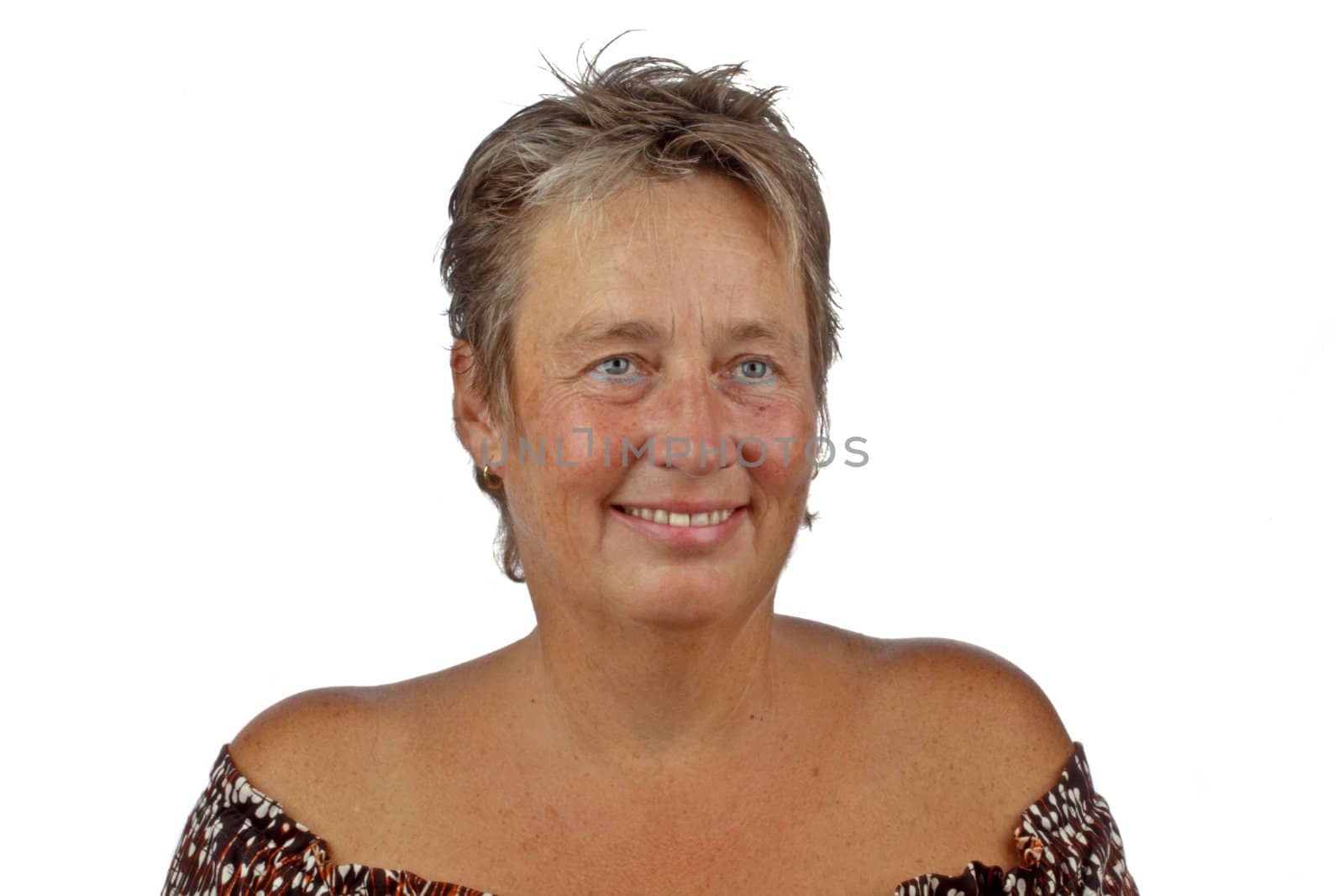 Mature woman on a white background