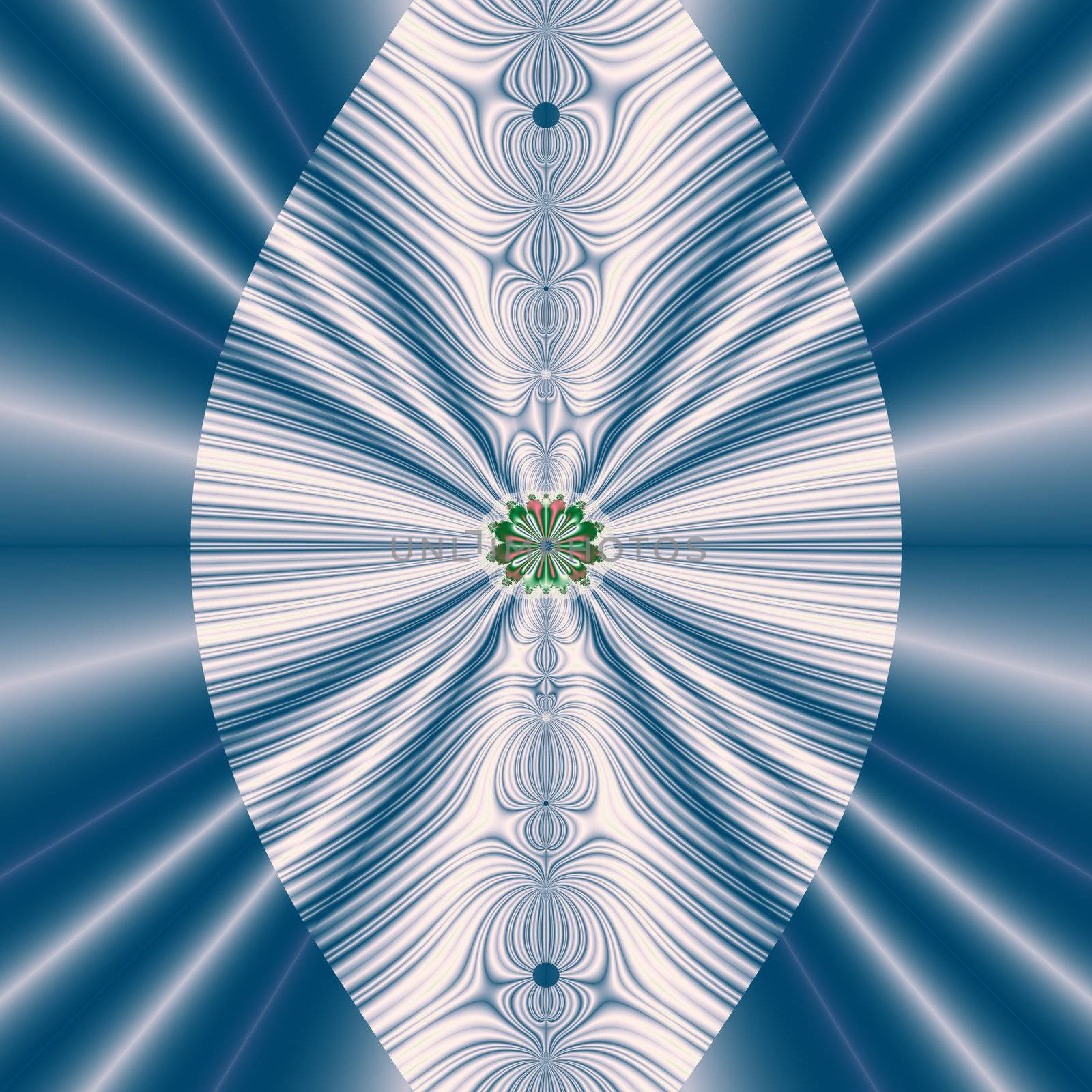 Elegant fractal design, abstract art, blue leaf