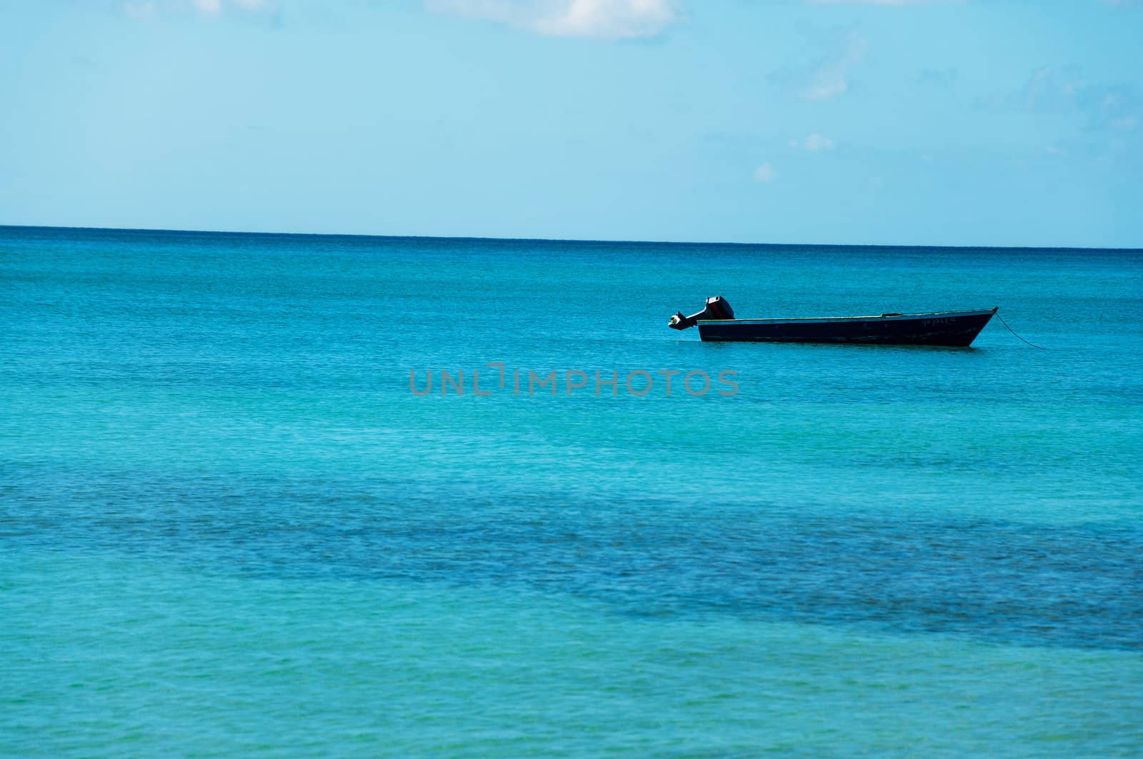 Boat in the Caribbean Sea near San Andres y Providencia, Colombia