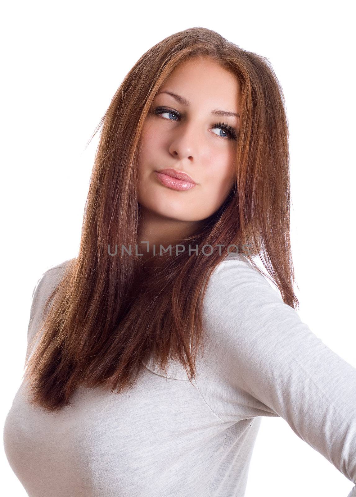 Portrait of a beautiful girl isolated