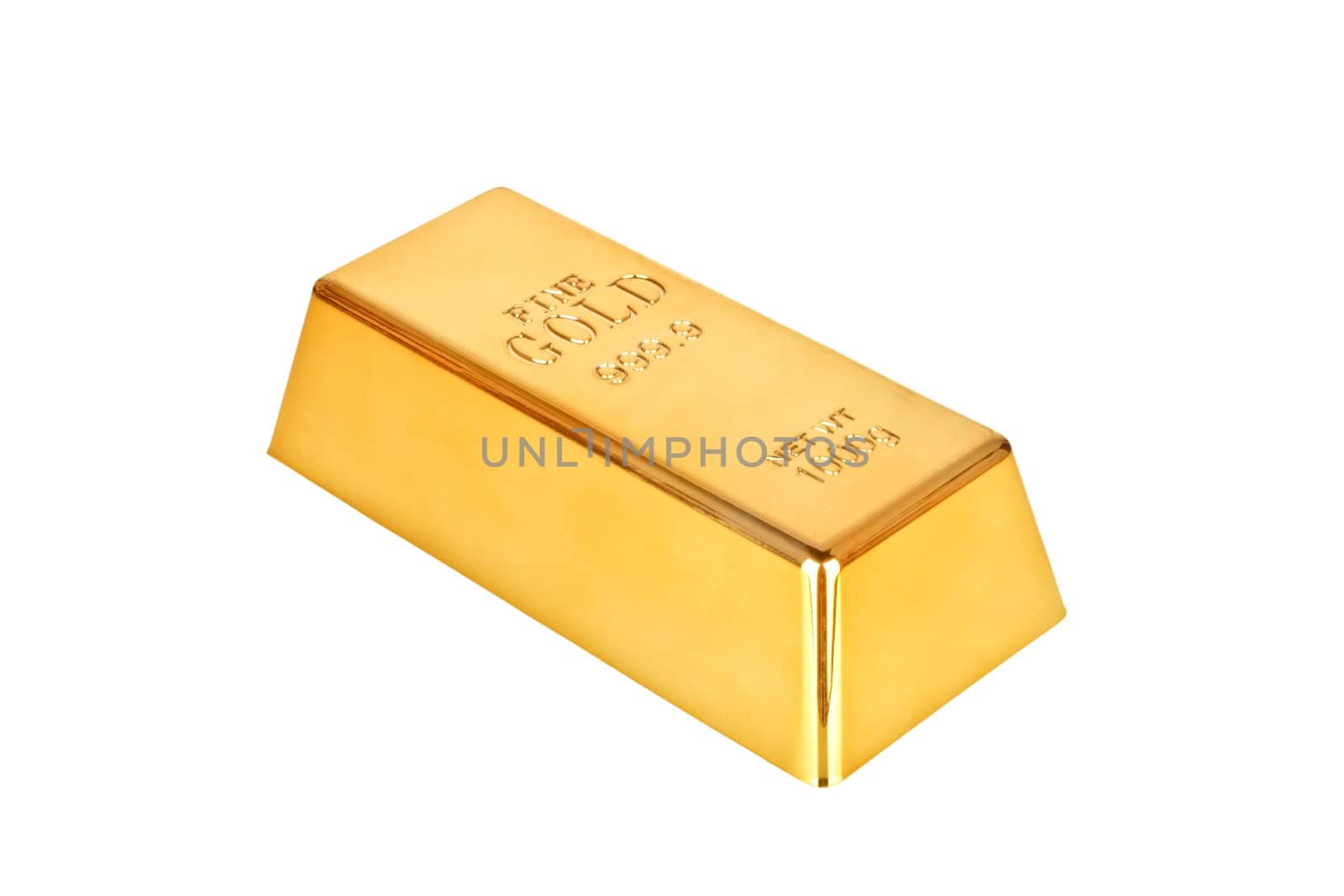 Gold bar on a white background