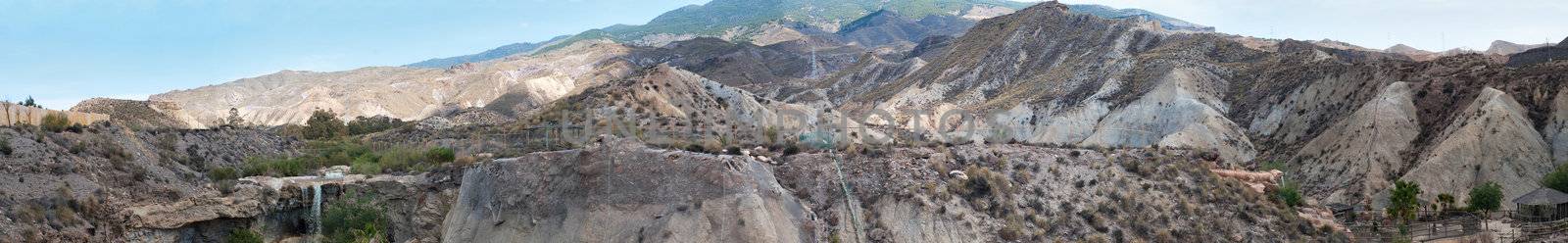 Panoramic scenic landscape in Tabernas (Andalusia) in Spain