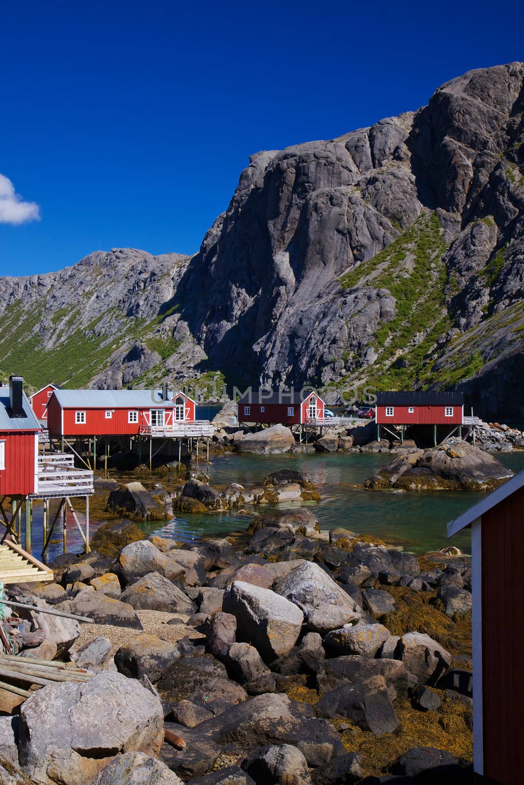 Picturesque traditional village of Nusfjord on Lofoten islands, unesco heritage.