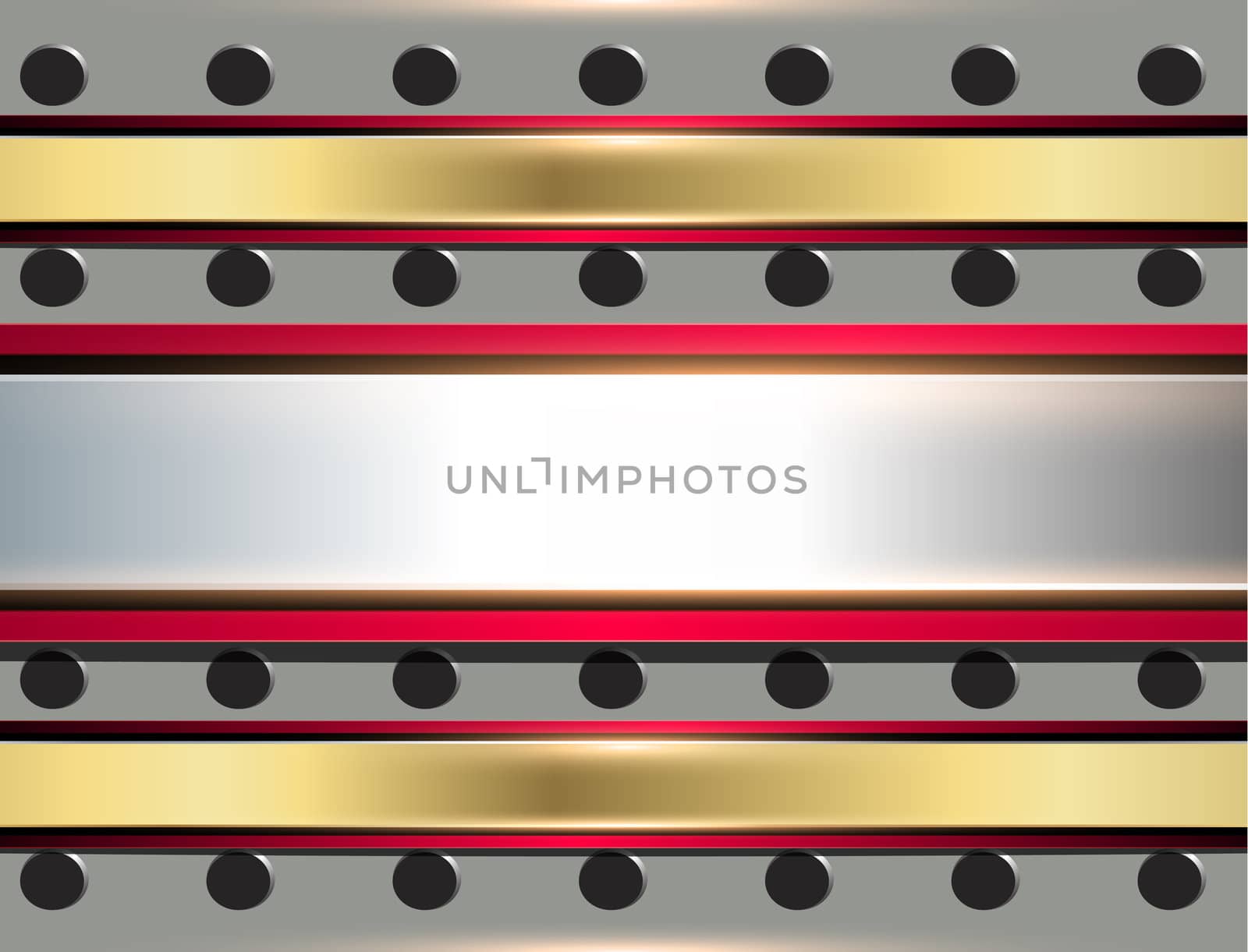 Metallic background with two gold strips and a silver line between them.