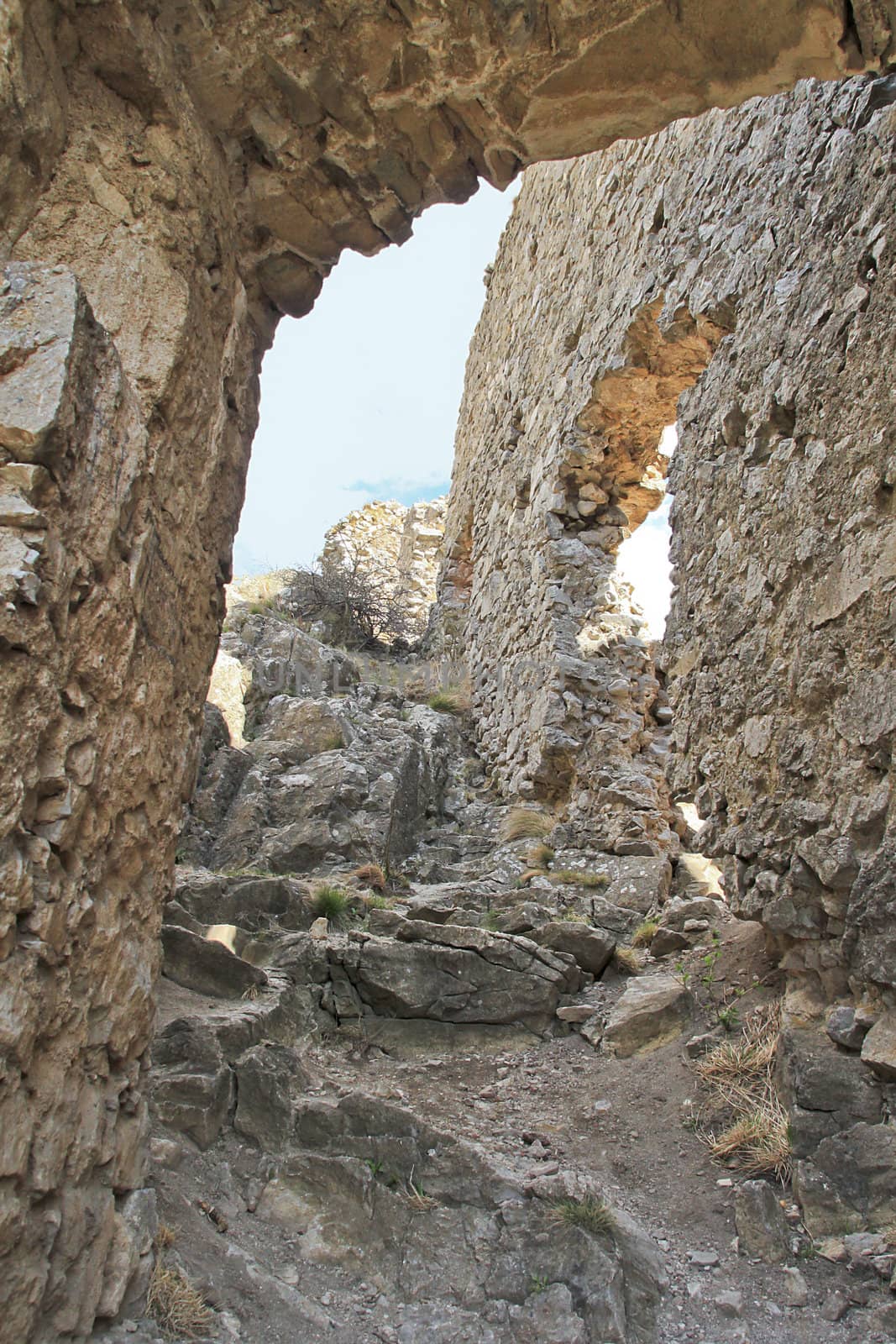 Closeup of the ruins Cetatea Coltesti, Romania