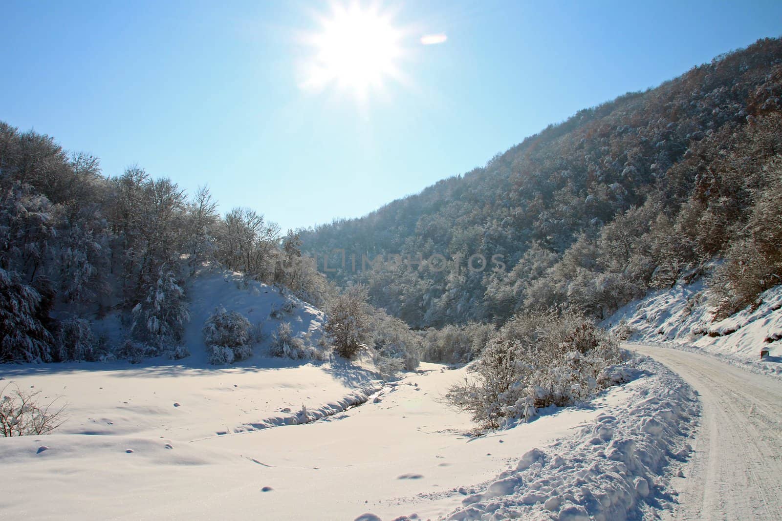 Sunny winter valley by renegadewanderer