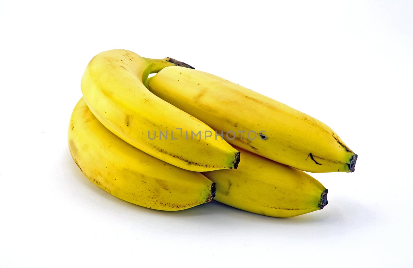 A cluster of bananas on white background
