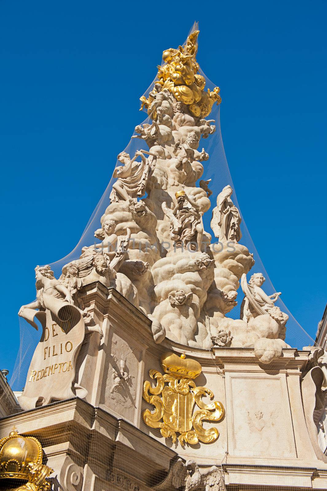 Famous plague column in Vienna, Austria