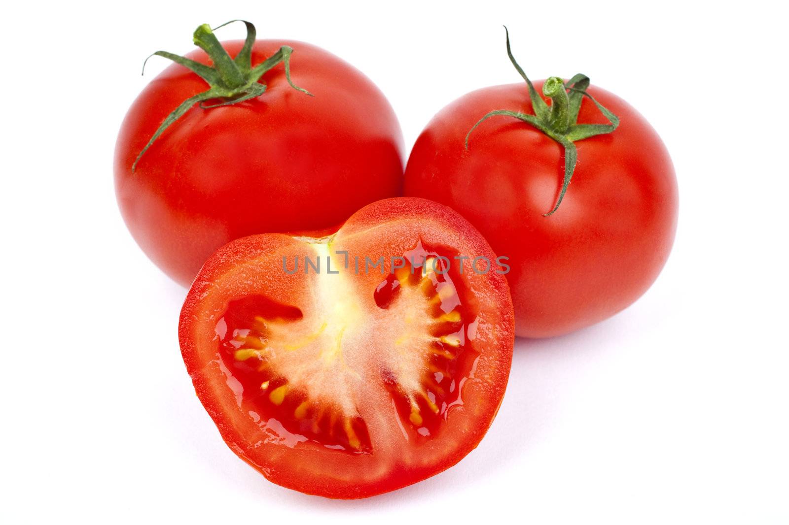 Tomatoes on a white background.