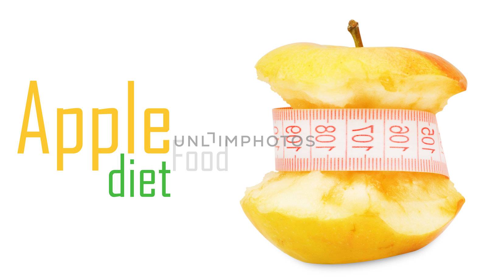 Apple with measurement isolated on white