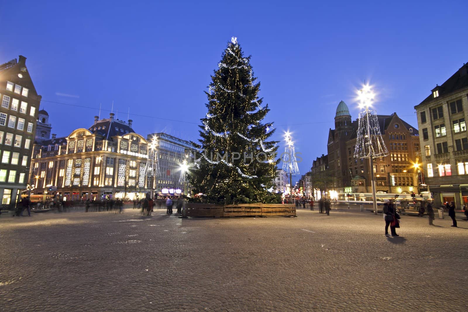 The damsquare at christmas in Amsterdam the Netherlands