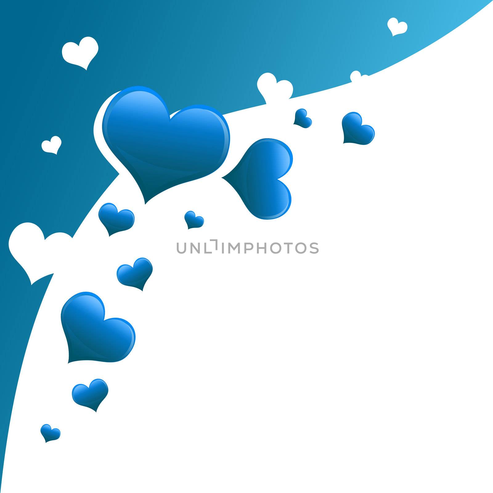 Valentines Day Card with Hearts all in blue