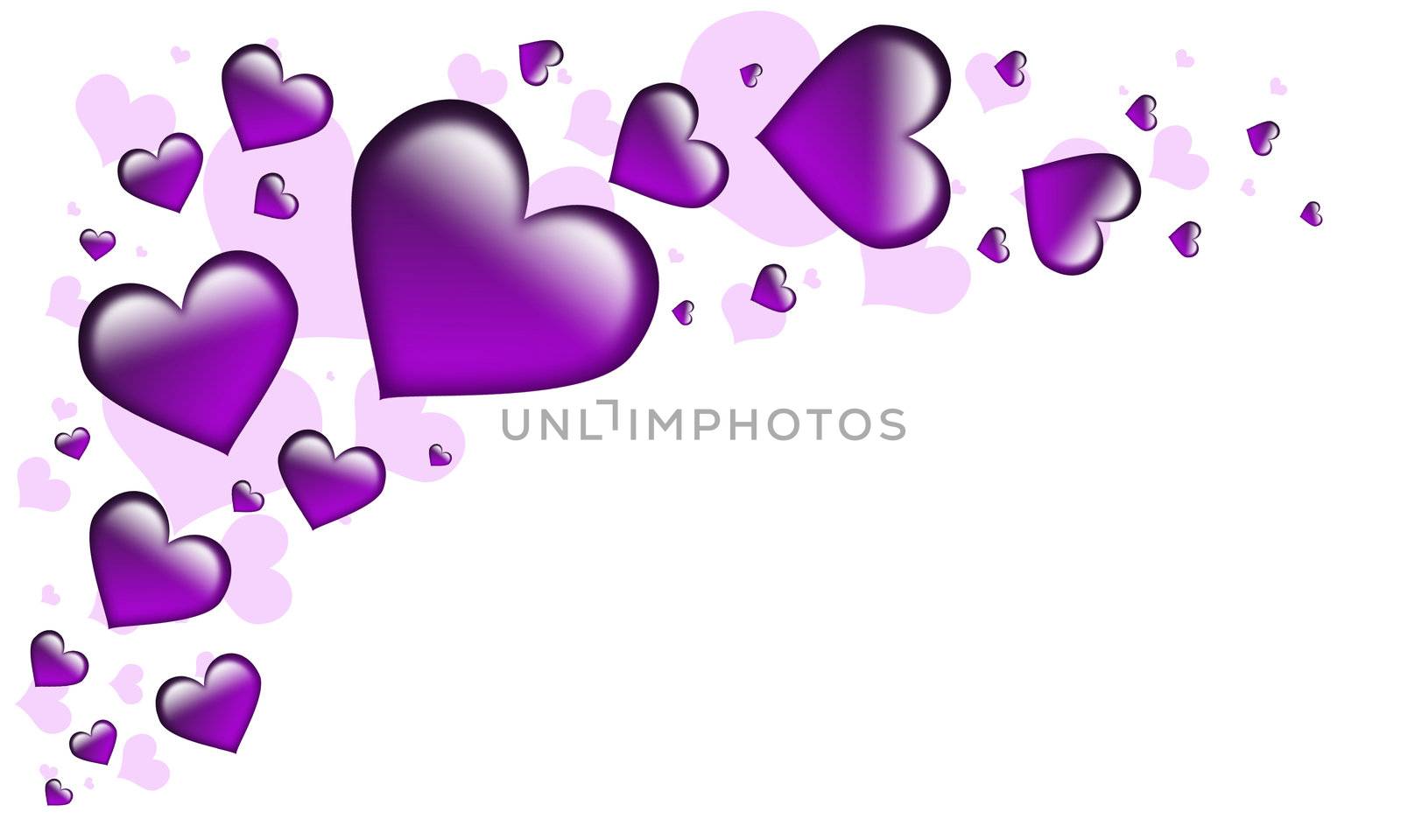Valentines Day Card with Hearts all in purple