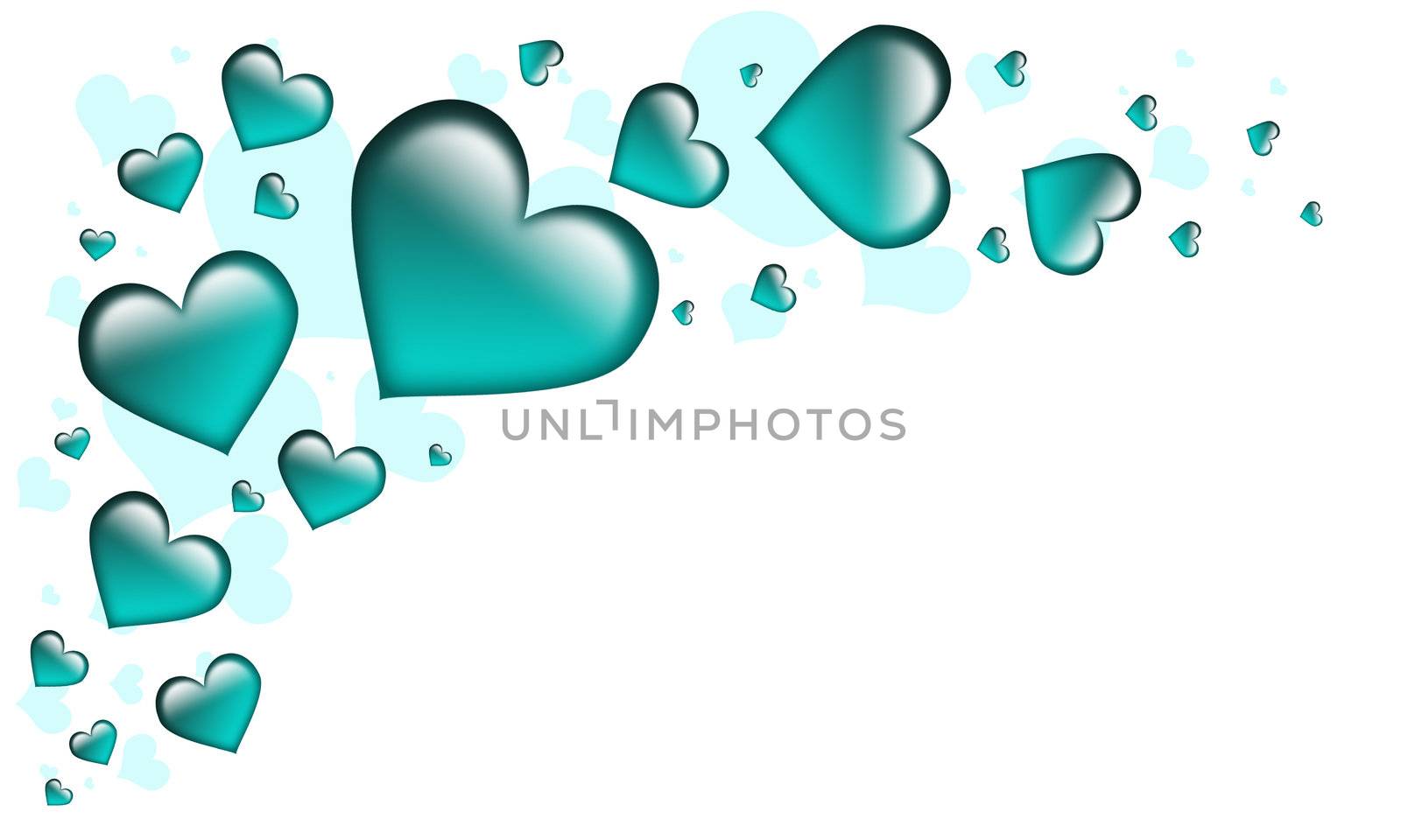 Valentines Day Card with Hearts all in turquoise