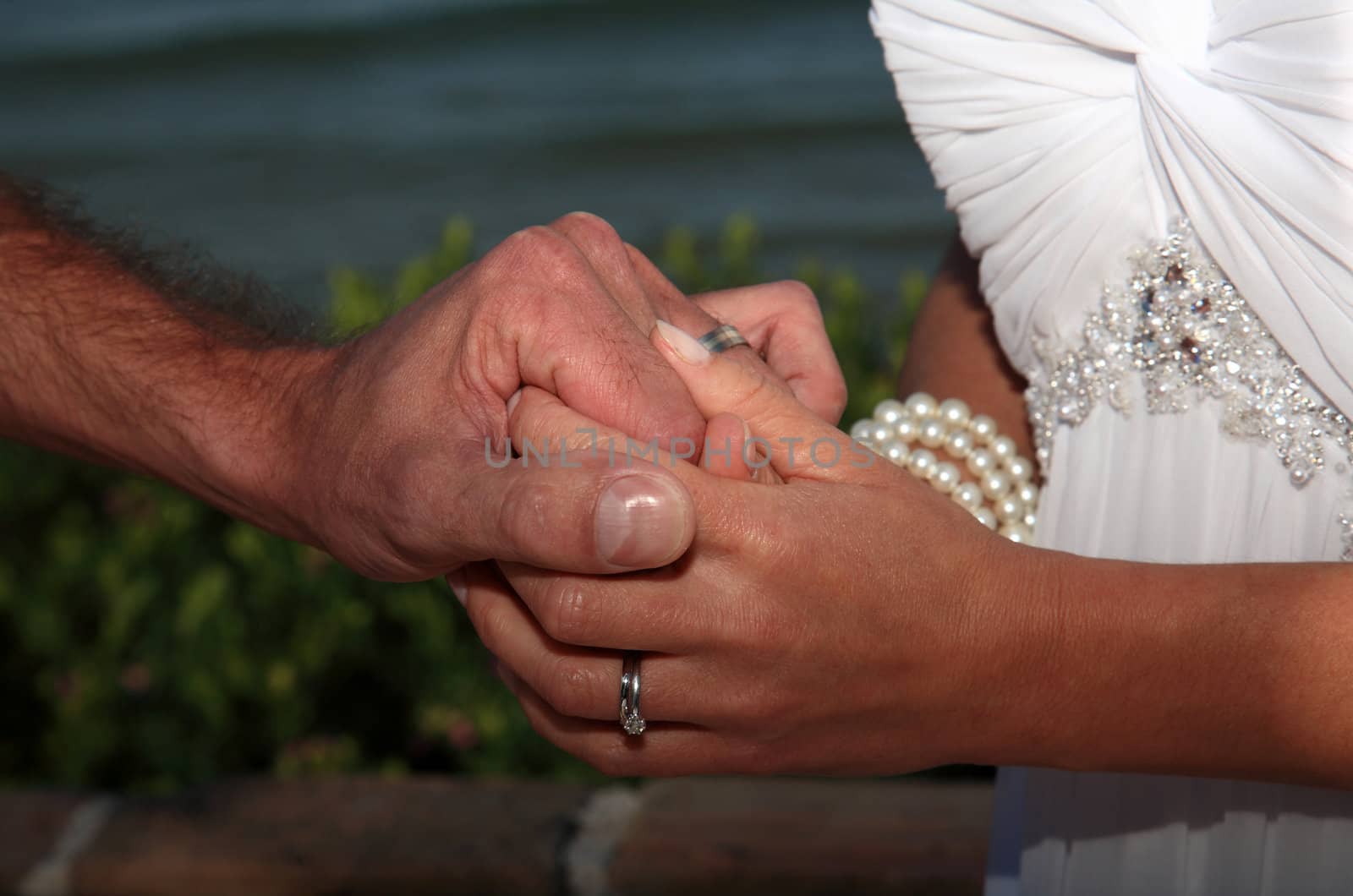 bride and groom holding their hands