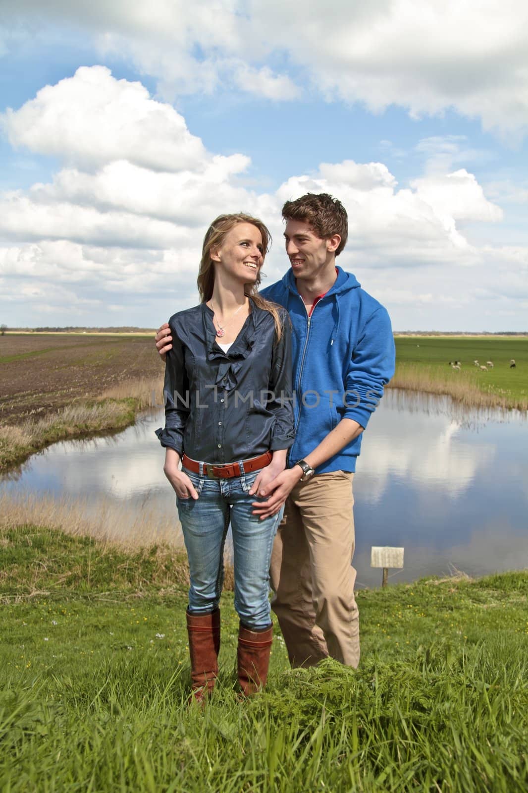 Happy couple in the countryside from the Netherlands