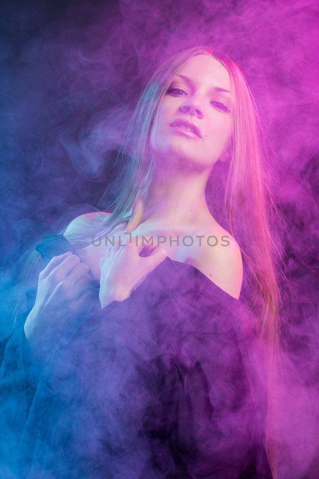 beautiful passionate girl in the smoke by Alexbeast