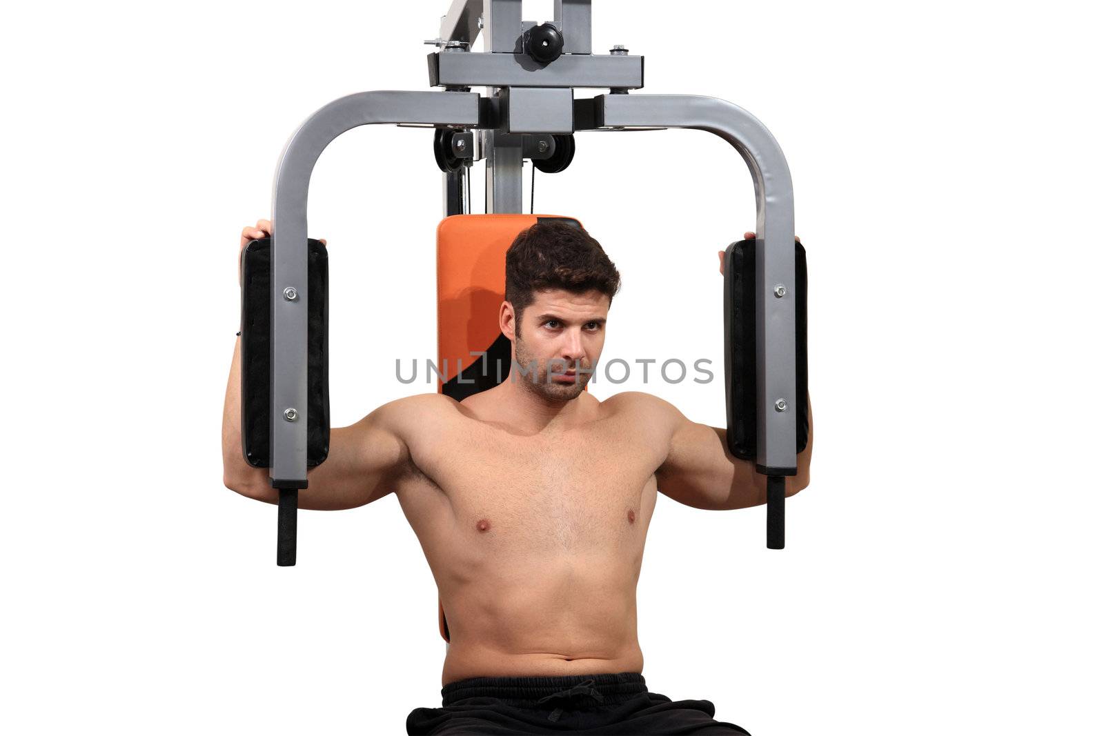 body builder workout isolated on a white background