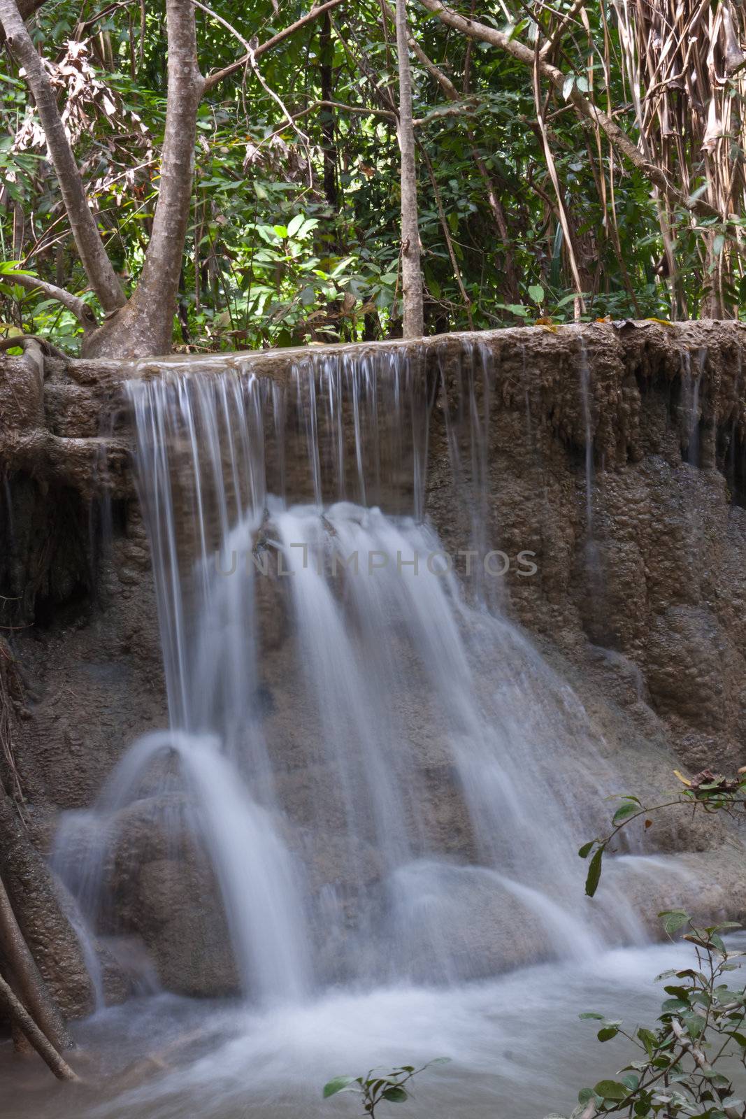 Deep forest Waterfall in Kanchanaburi, Thailand
