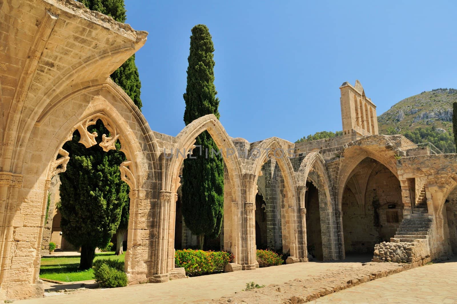 Bellapais Abbey Monastery in Kyrenia. Turkish side of the island of Cyprus.