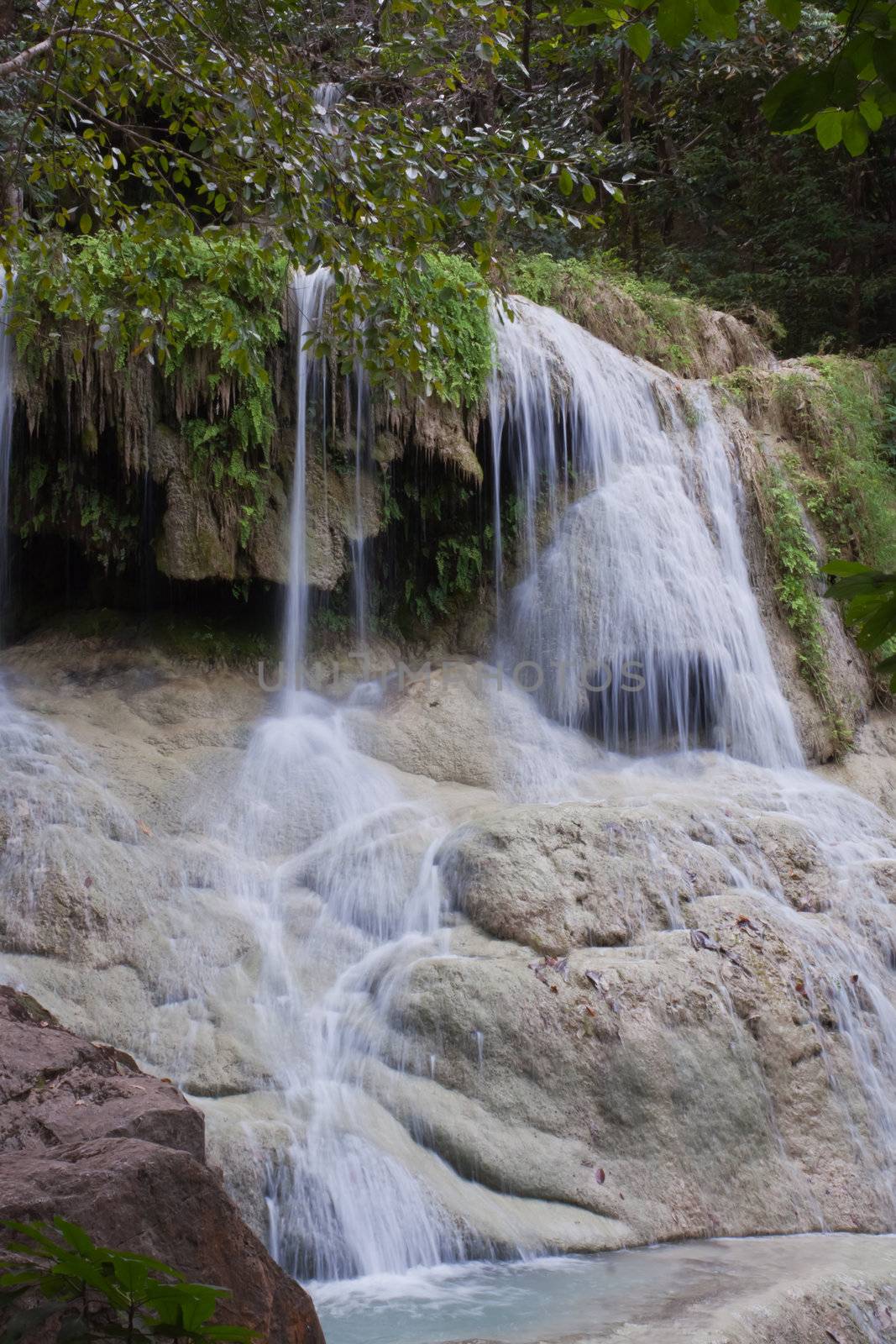 Deep forest Waterfall in Kanchanaburi, Thailand