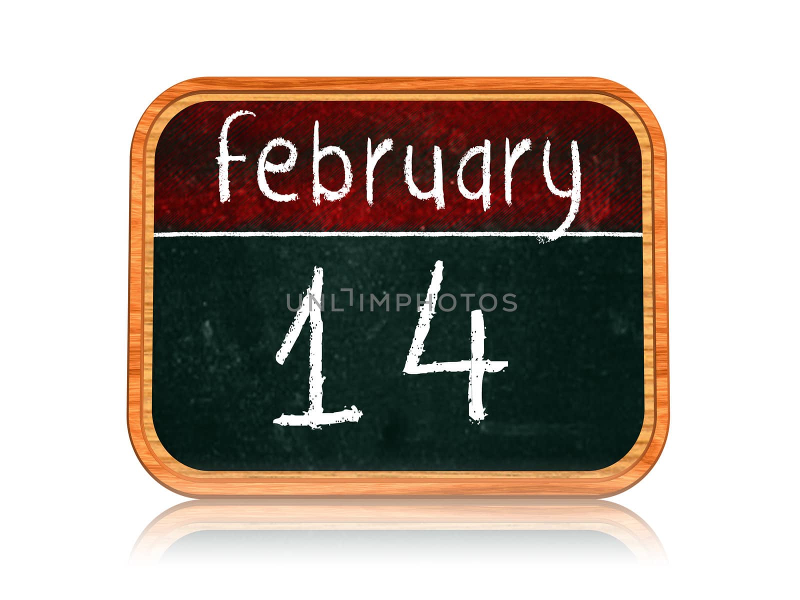 hand-written with chalk text - February 14 on blackboard banner