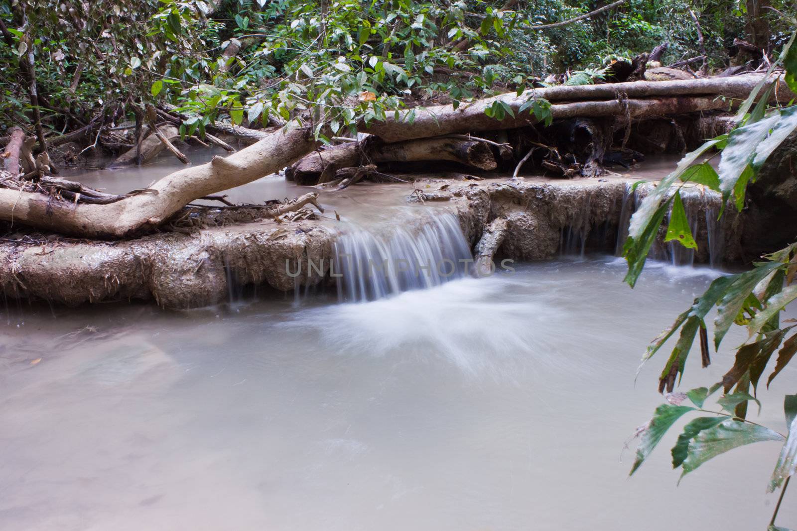 Deep forest Waterfall in Kanchanaburi, Thailand