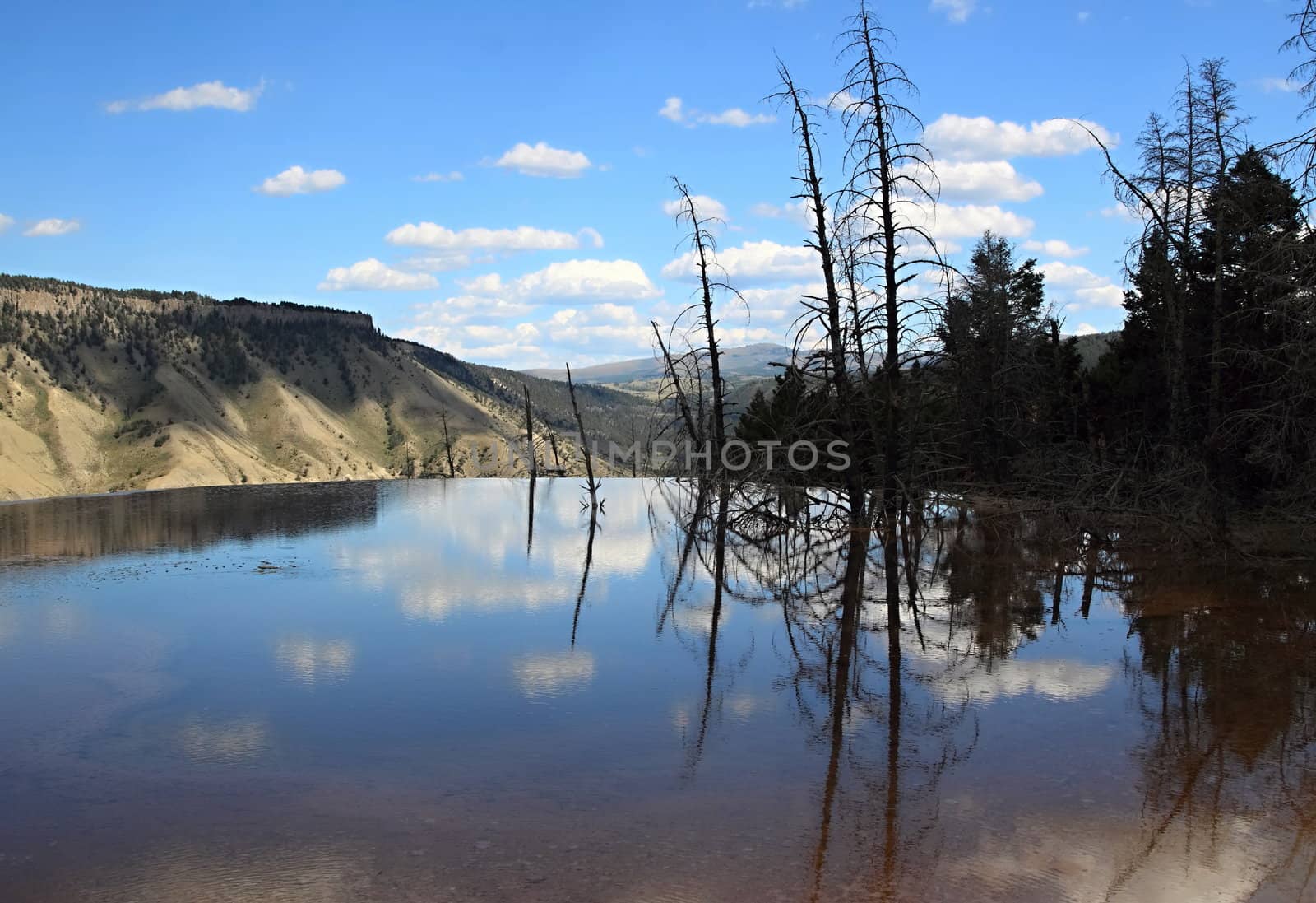 Lake on the top in Grand Canyon of Yellowstone NP 