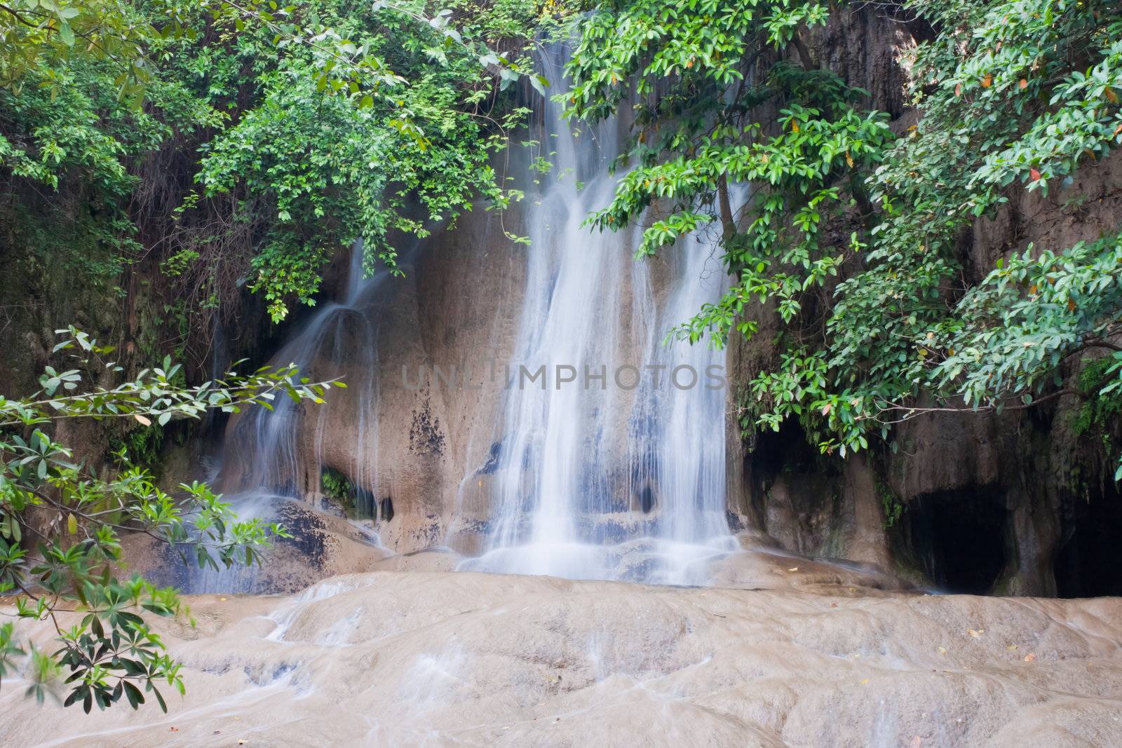 Deep forest Waterfall in Kanchanaburi, Thailand