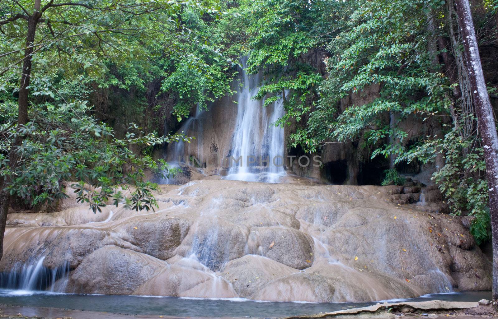 Deep forest Waterfall in Kanchanaburi, Thailand by nikky1972