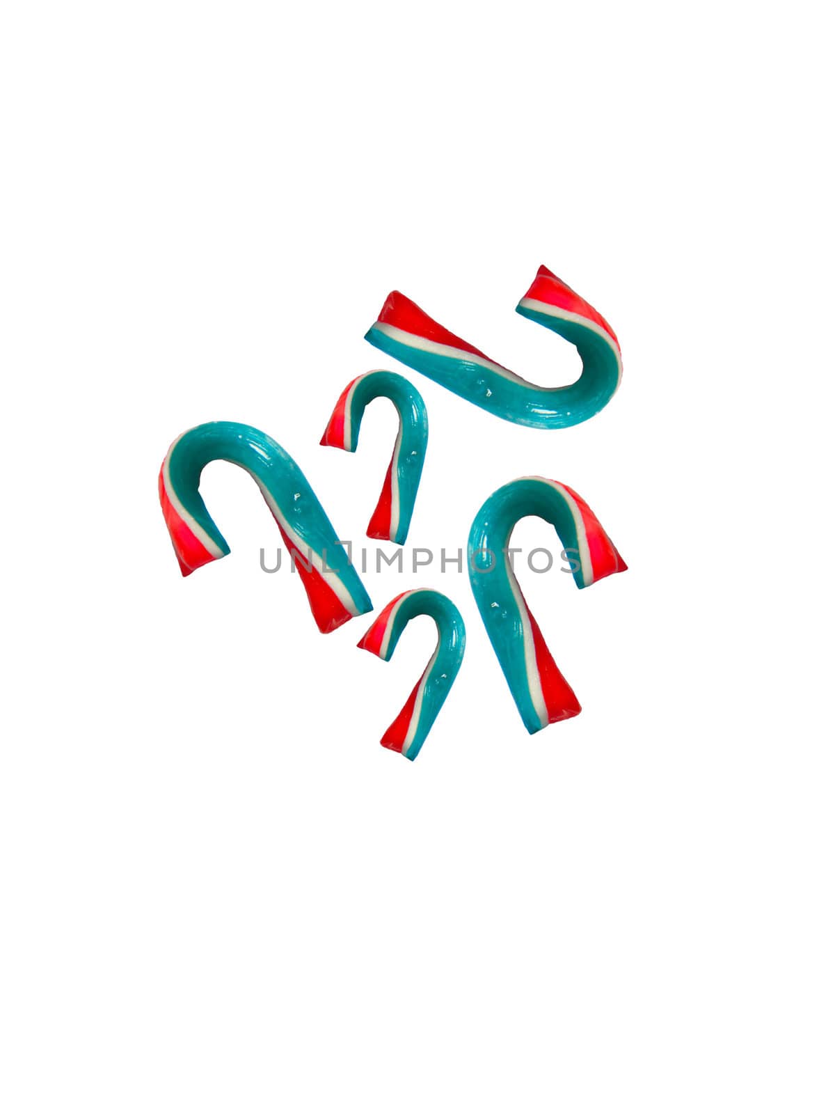 Colorful candy-canes on a white background