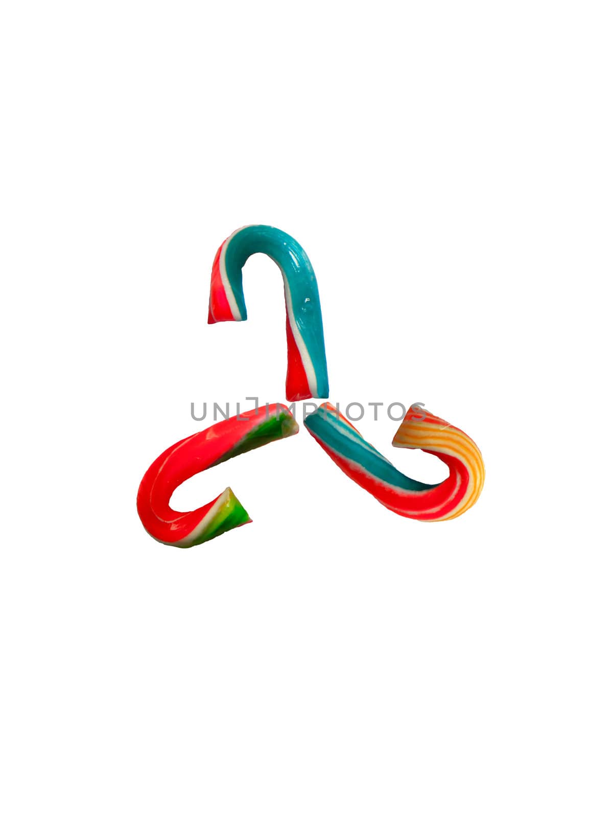 Colorful candy-canes on a white background