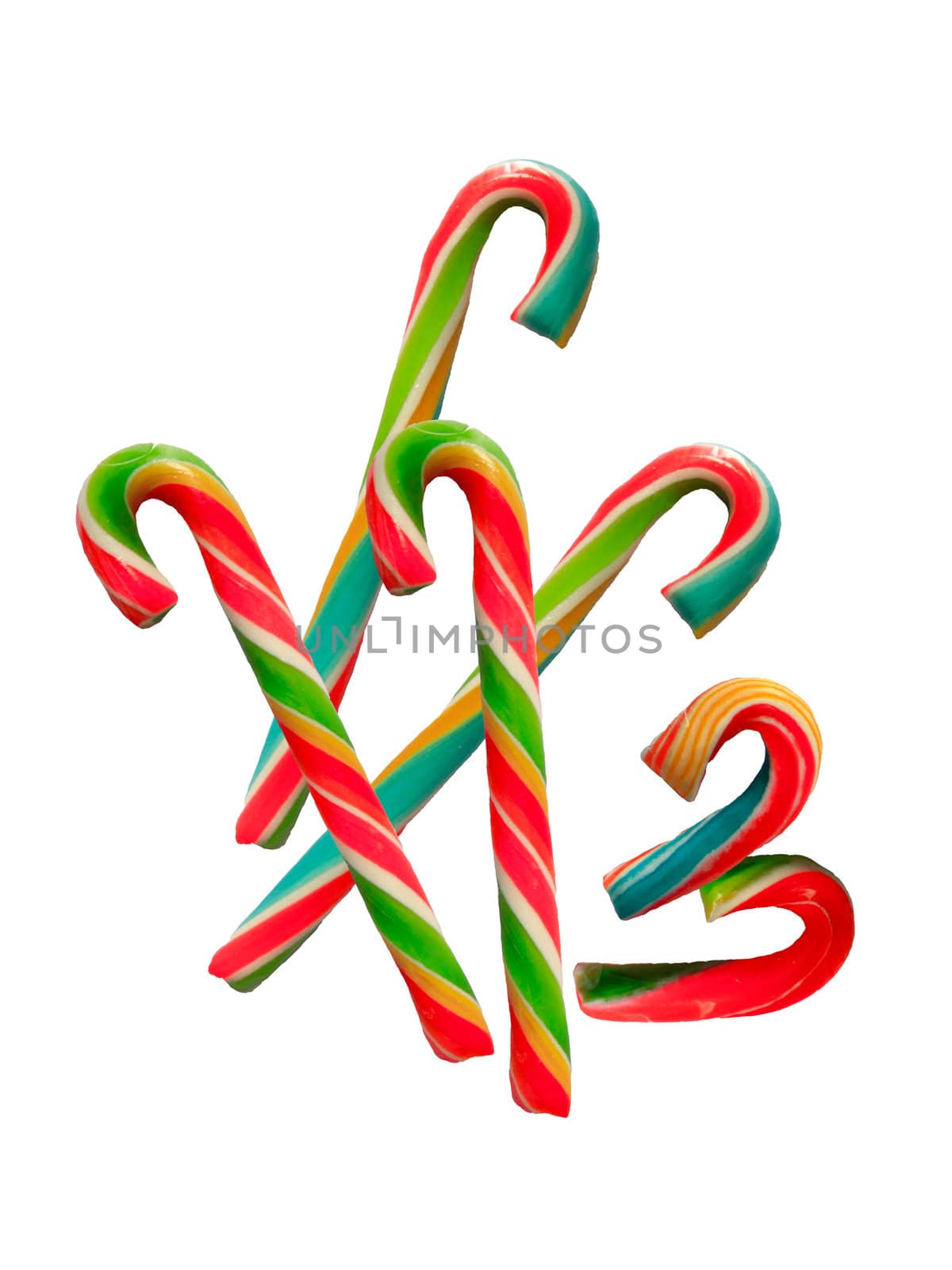 Colorful candy-canes on a white background