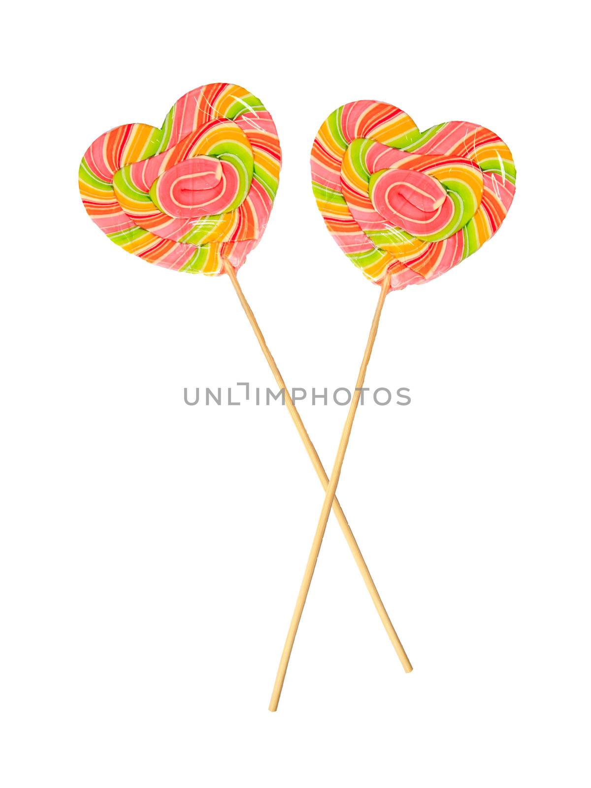 Colourful lollipop isolated on the white background