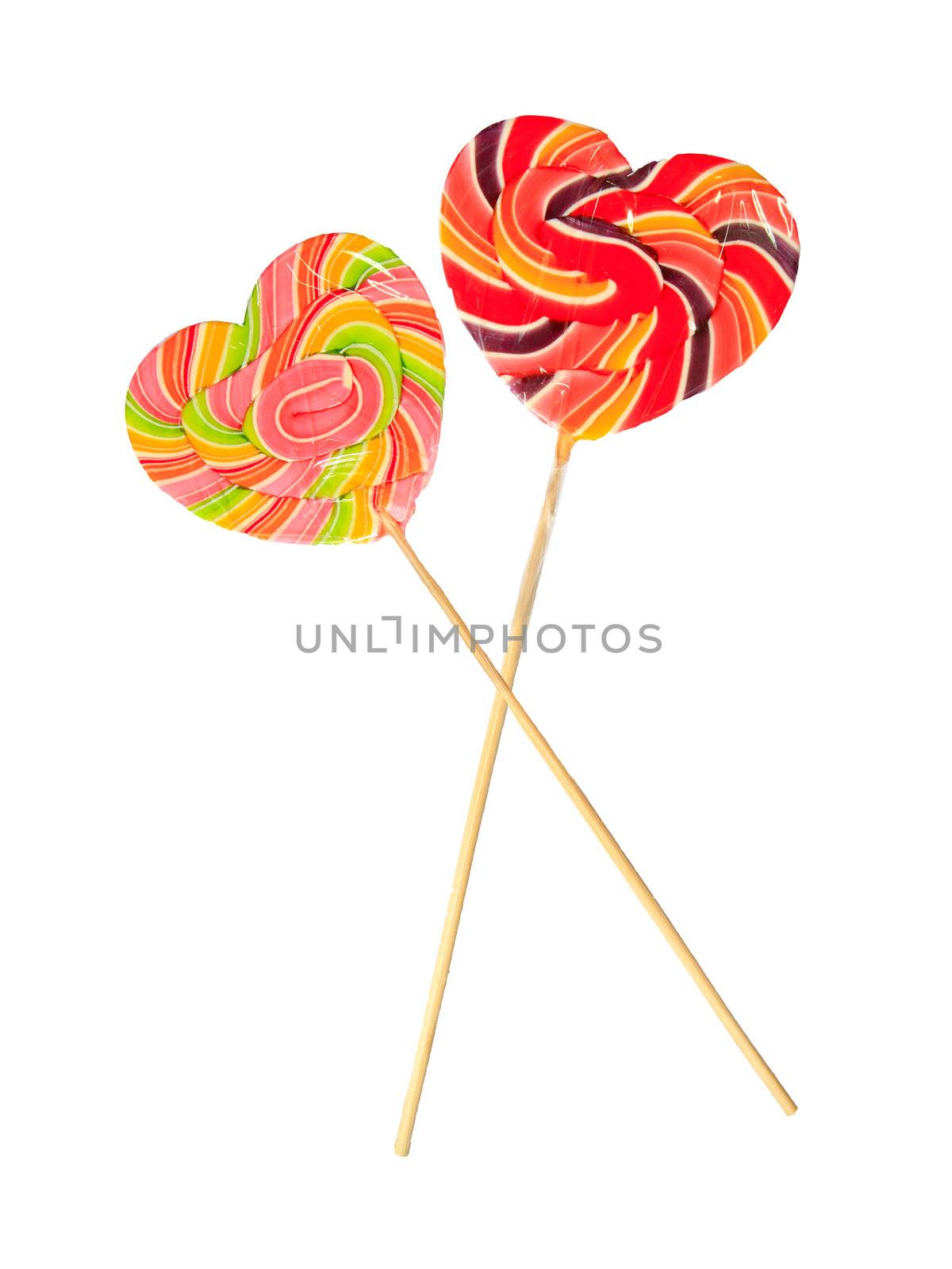 Colourful lollipop isolated on the white background