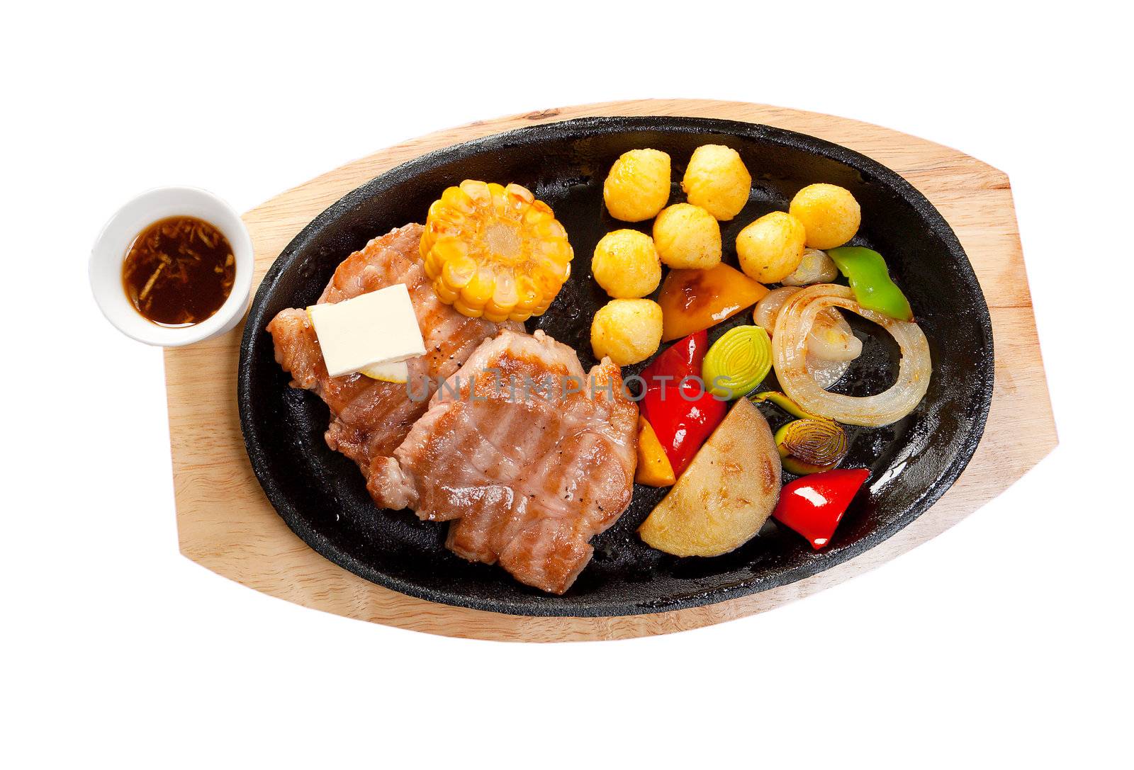 Japanese marbled Kobe beef  Roast isolated on white background