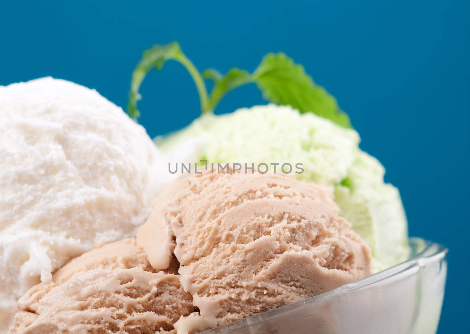 ice cream in a glass vase. closeup Shallow depth-of-field.