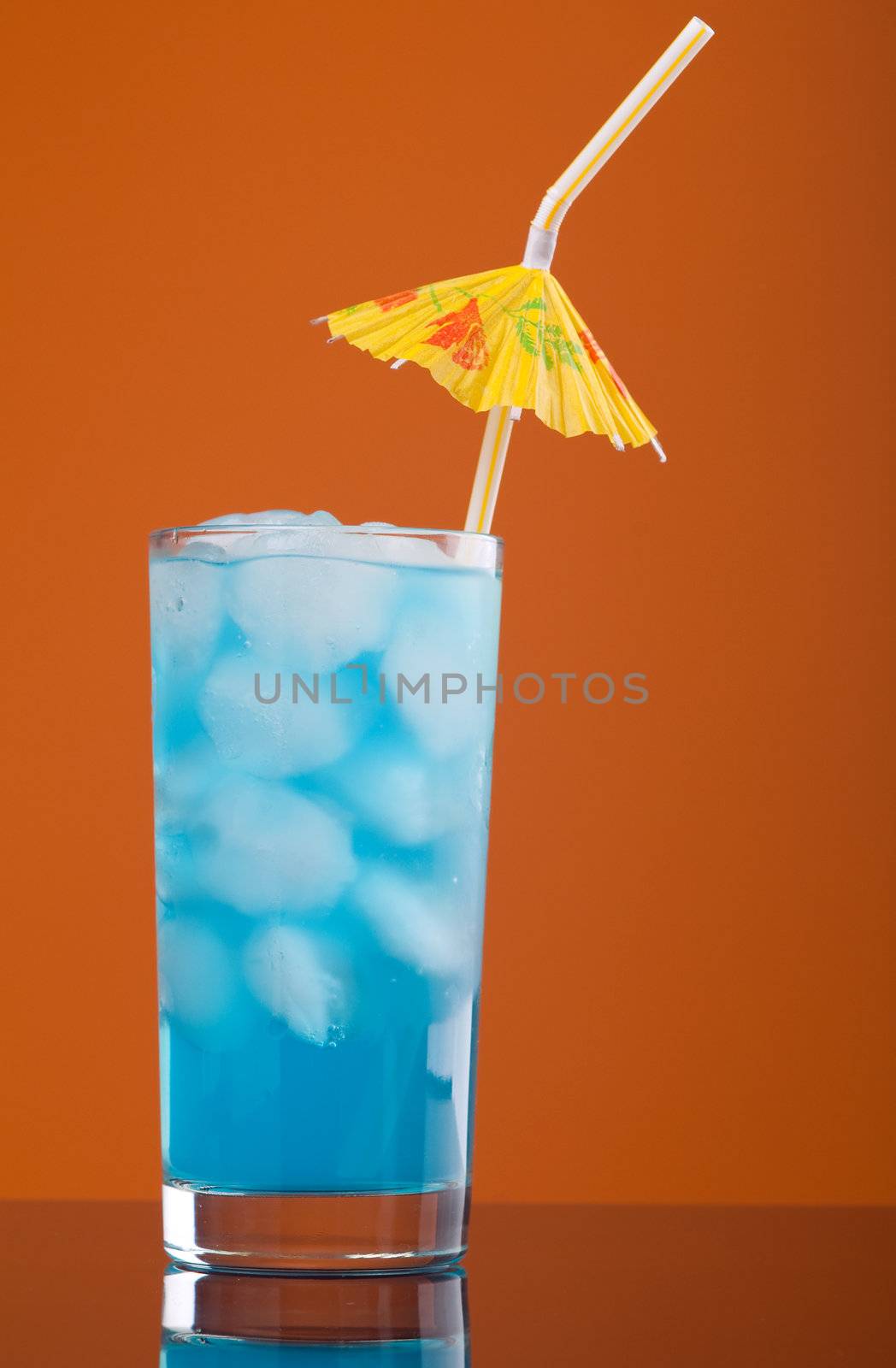 Blue hawaiian cold cocktail  closeup