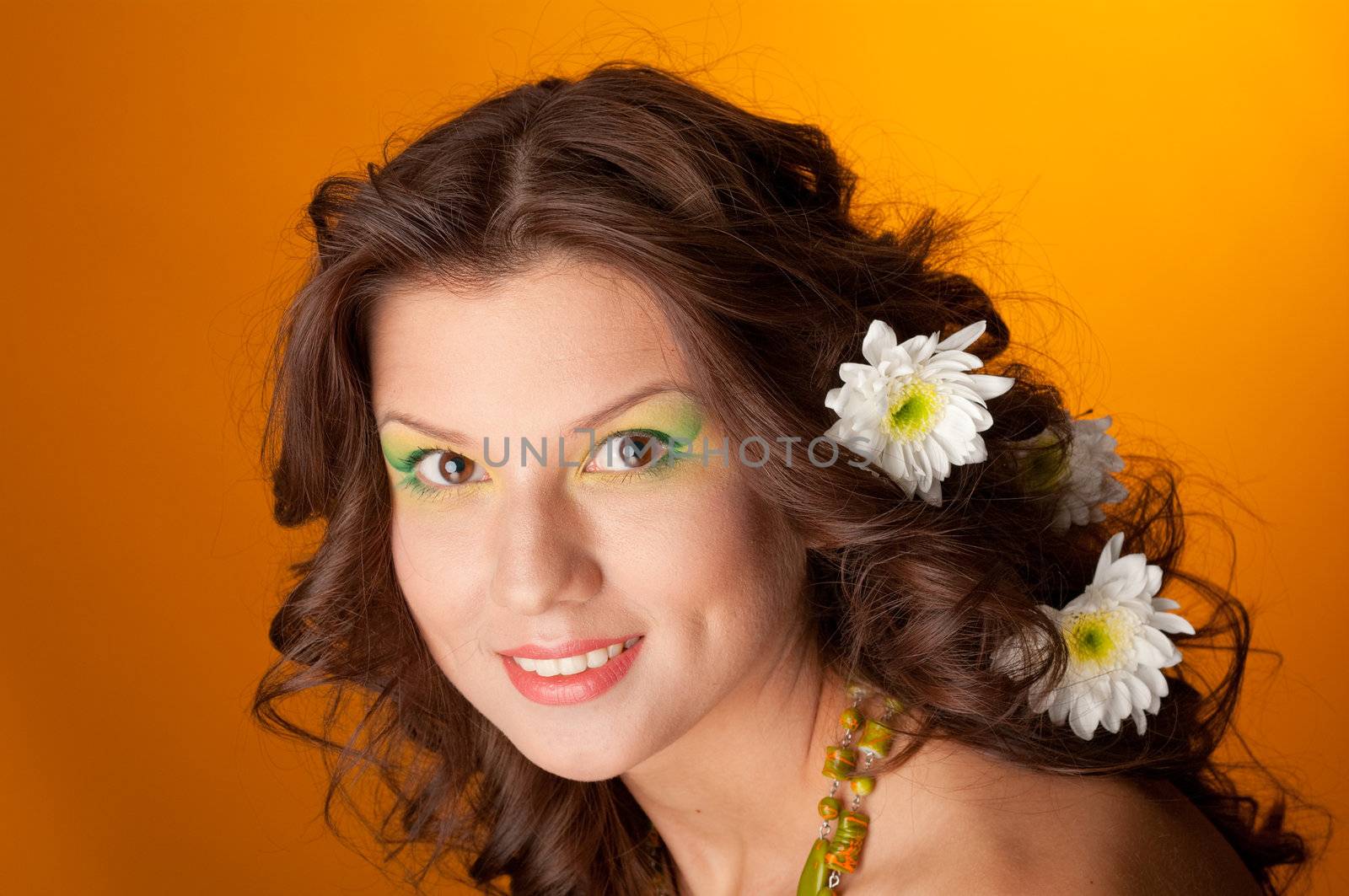 elegant fashionable woman with flowers  by Fanfo