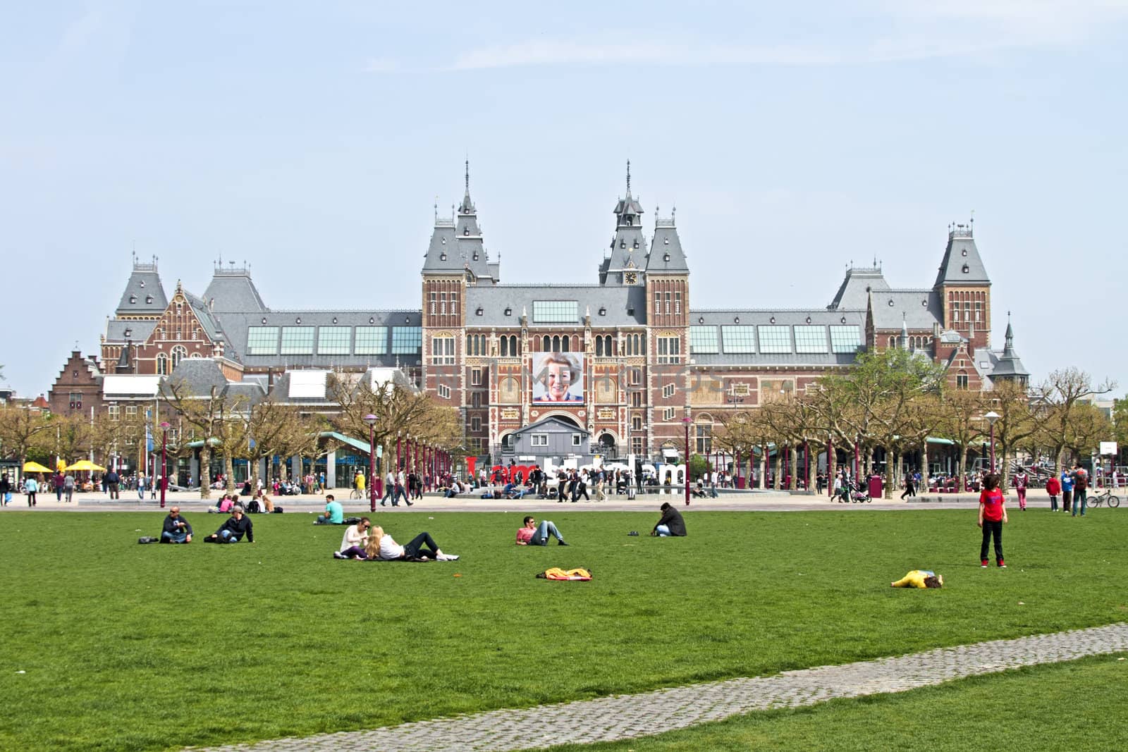 Museumplein with Rijksmuseum in Amsterdam the Netherlands