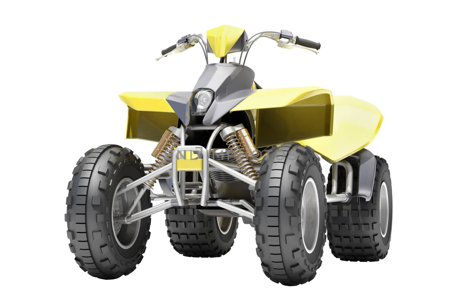 Yellow All Terrain Vehicle isolated on white background