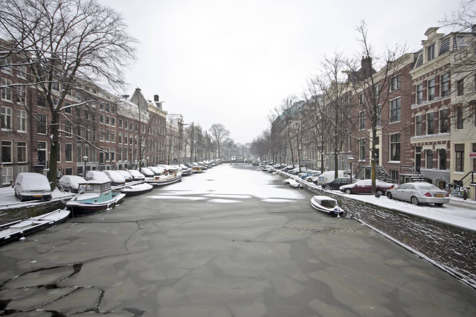 Snowy Amsterdam in the Netherlands