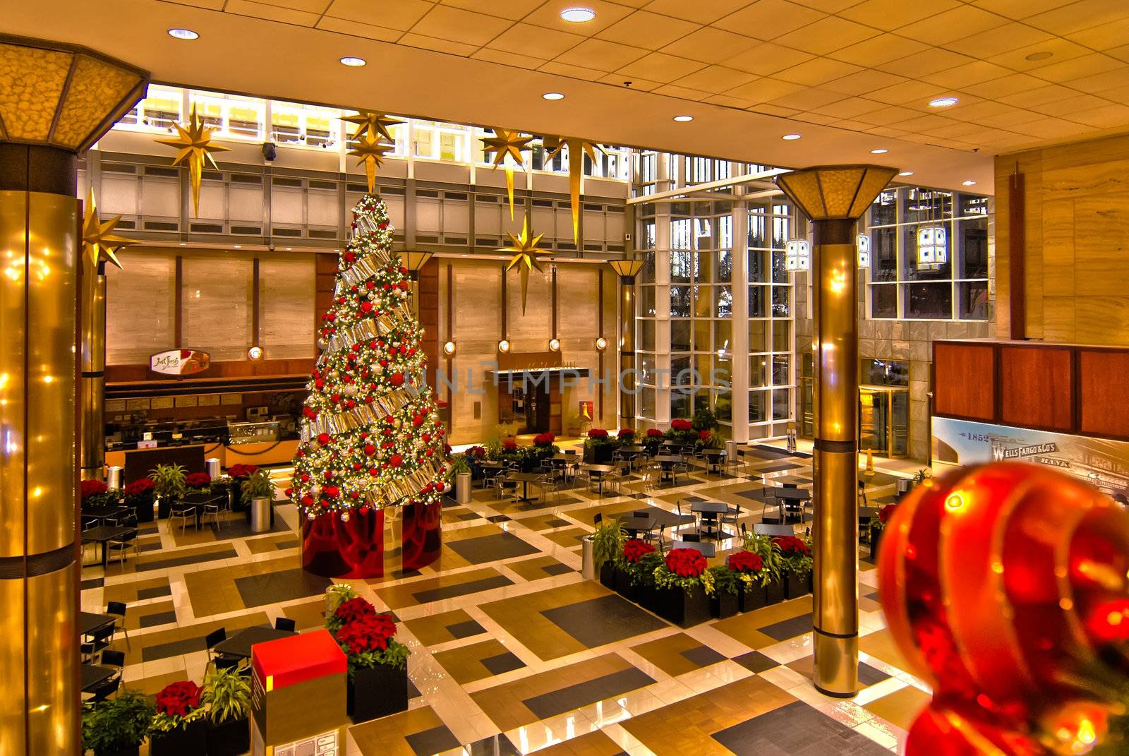 Image of big decorated Christmas tree in the mall