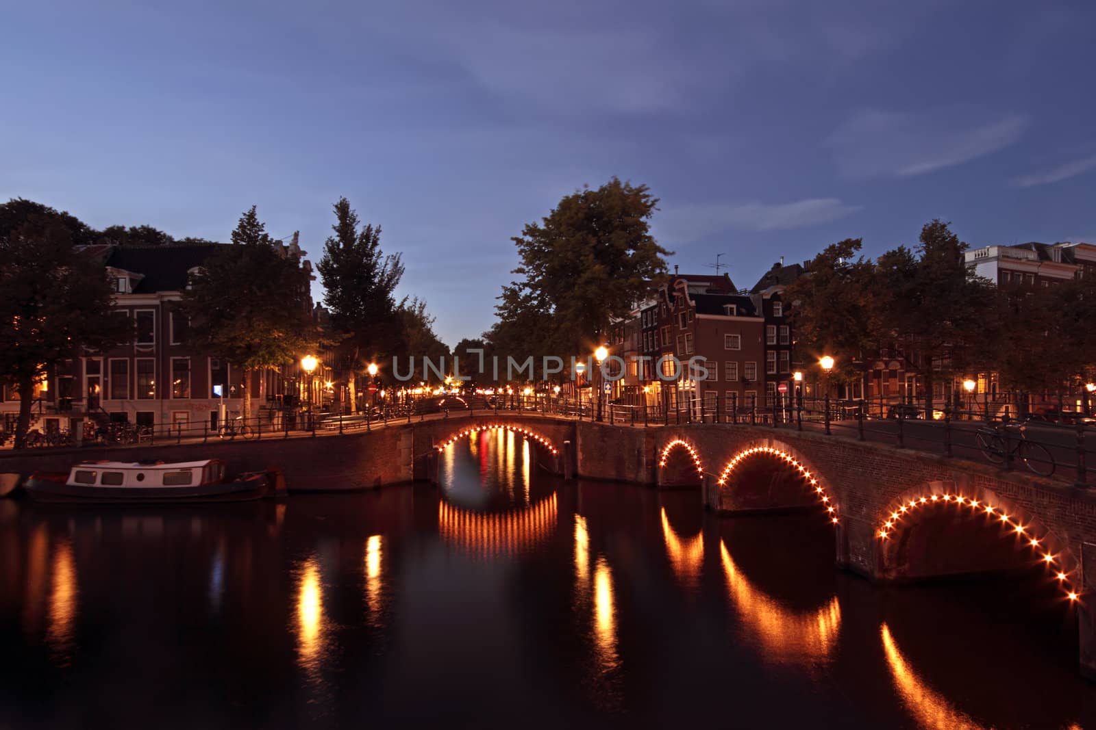 Amsterdam by night in the Netherlands