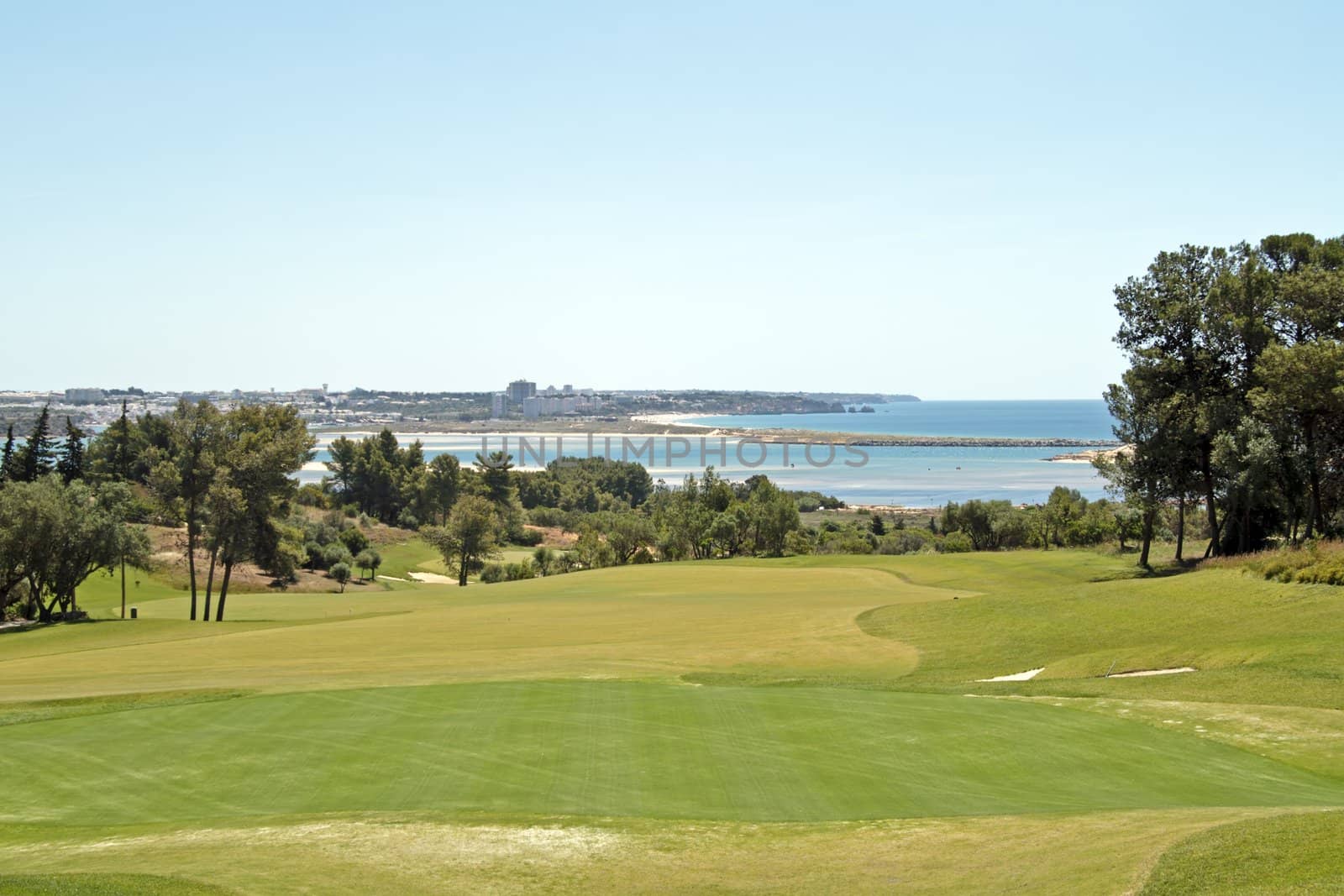 Landcape from a golf course and the atlantic ocean in Portugal