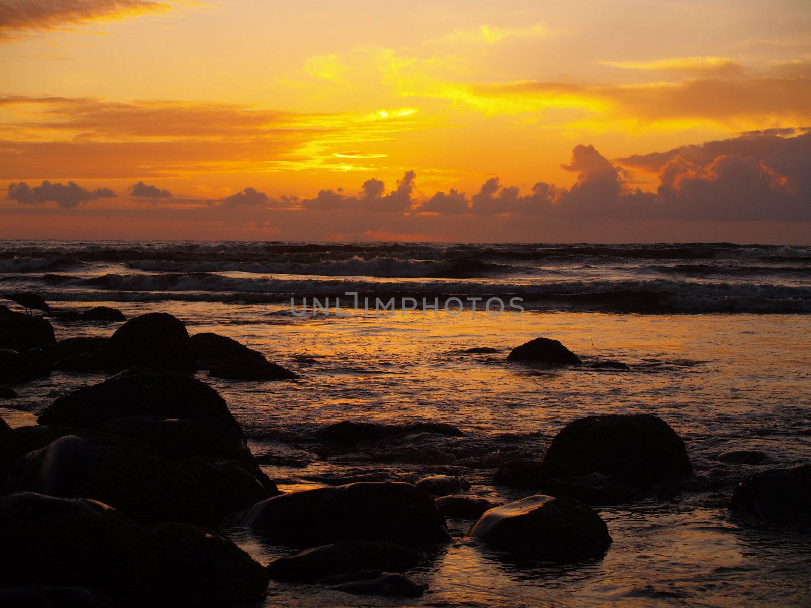 Fiery Sunset at a Rocky Beach on the Oregon Coast